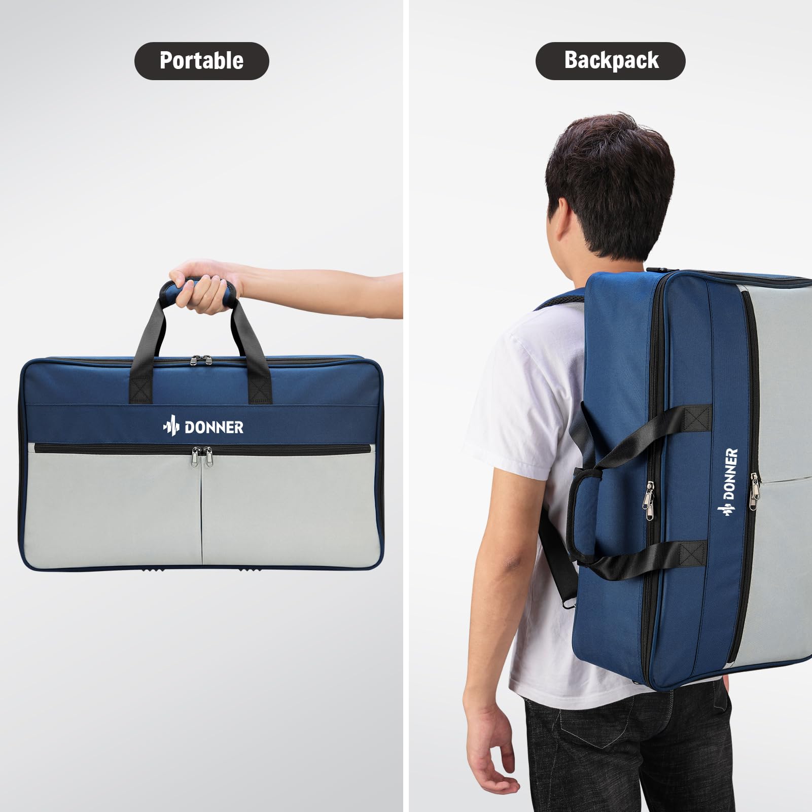 Donner Guitar Effects Pedal Board, DB-S200 Large Power Supply Pedalboard Set with Convertible Bag Backpack, 60'' Adhesive Backed