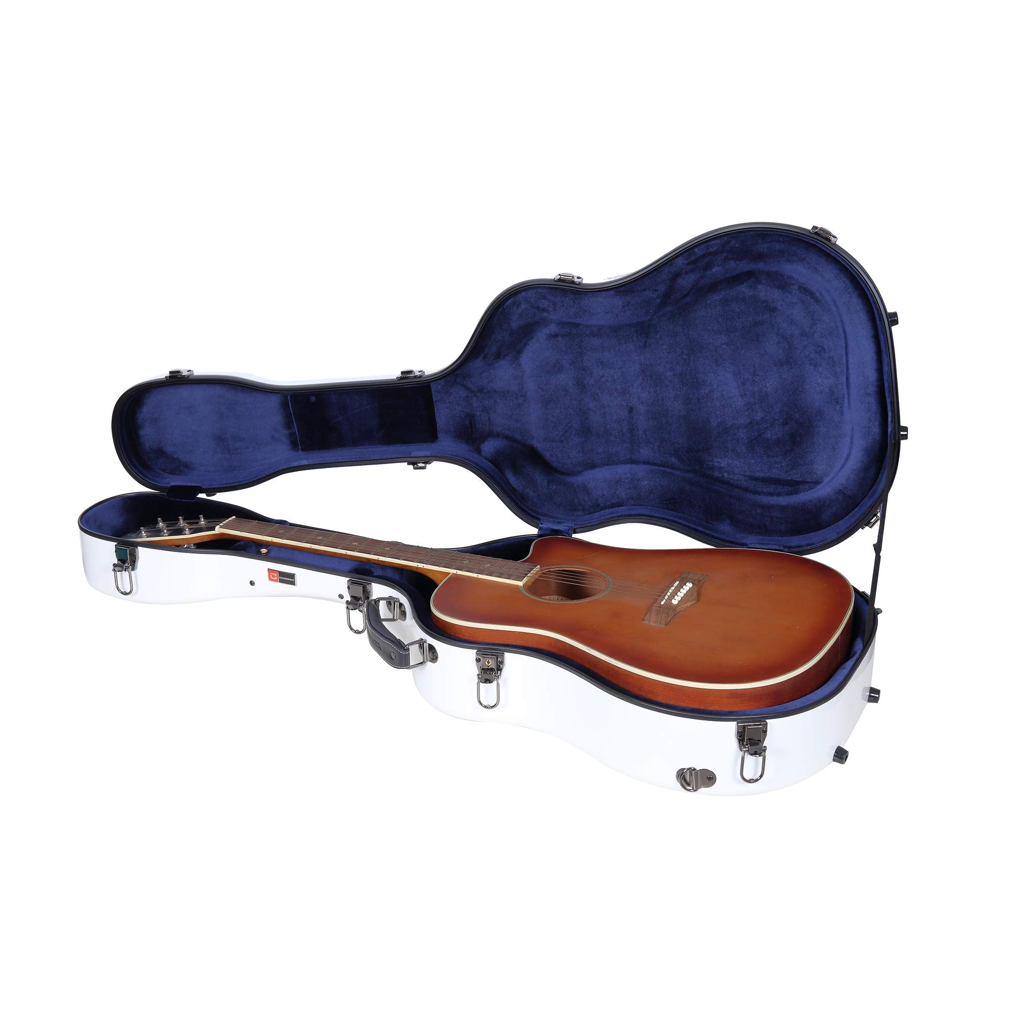 Crossrock Deluxe Fiberglass Case for 40''/41'' Dreadnought Acoustic Guitars-Whiite(CRF2021DWT)