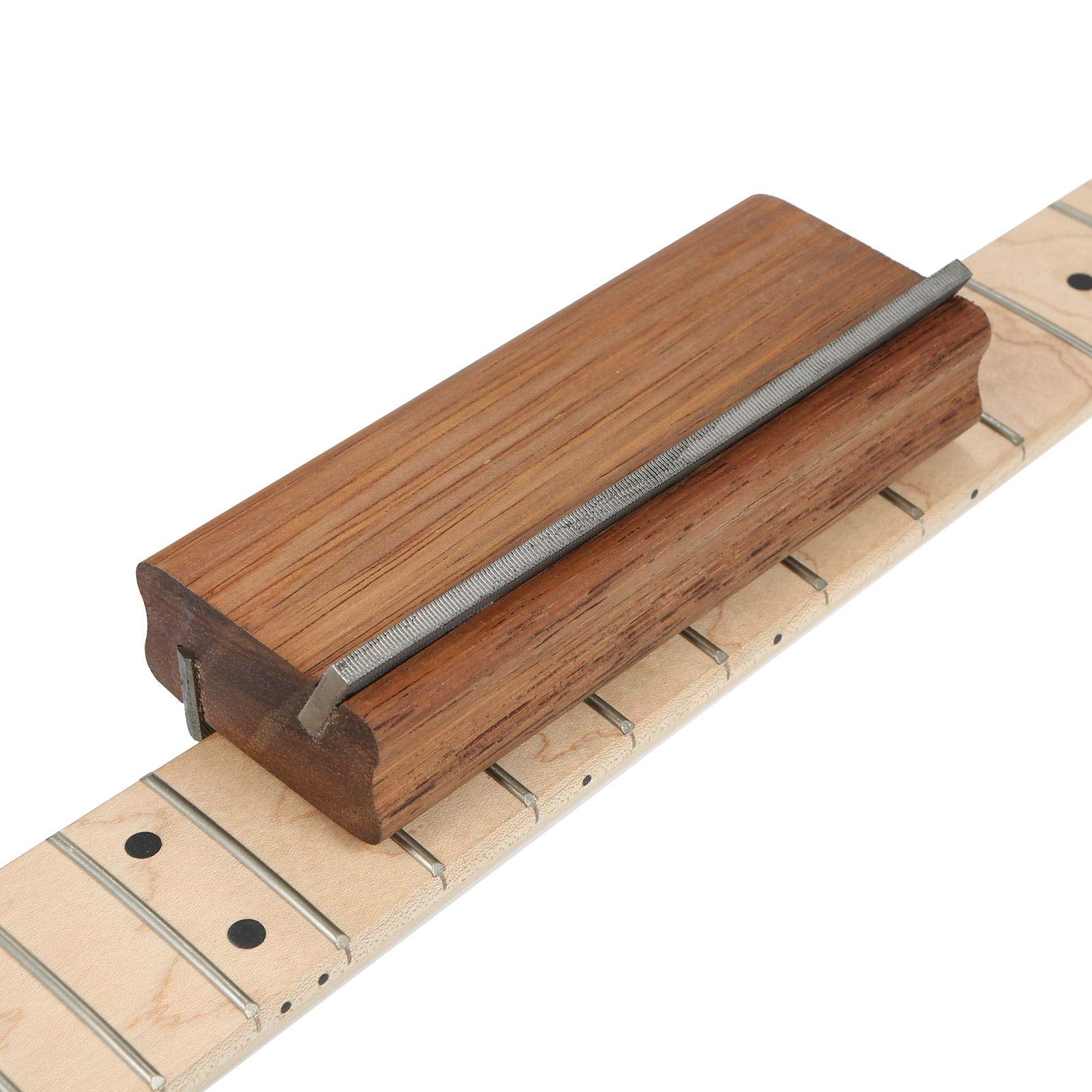 Taozua Guitar Fret Beveling File For Fret End Dressing, Hard Merbau Made Guitar Fret Crowning End Bevel File 35/90 Degree Luthie