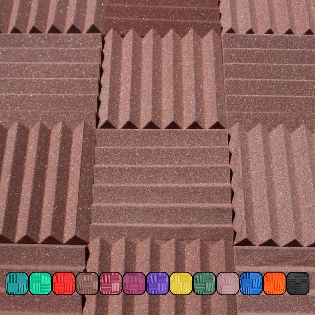 Soundproofing Acoustic Studio Foam - Brown Color - Wedge Style Panels 12   X12   X2    Tiles - 4 Pack