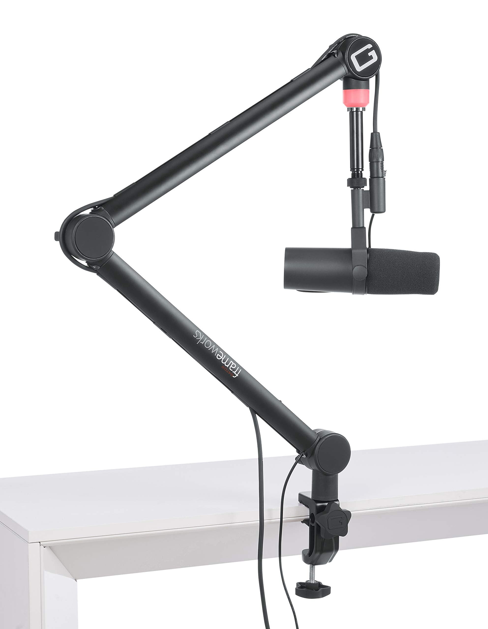 Gator Frameworks Professional Desktop Broadcast/Podcast Microphone Boom Stand With On-Air Indicator Light (Gfwmicbcbm4000)
