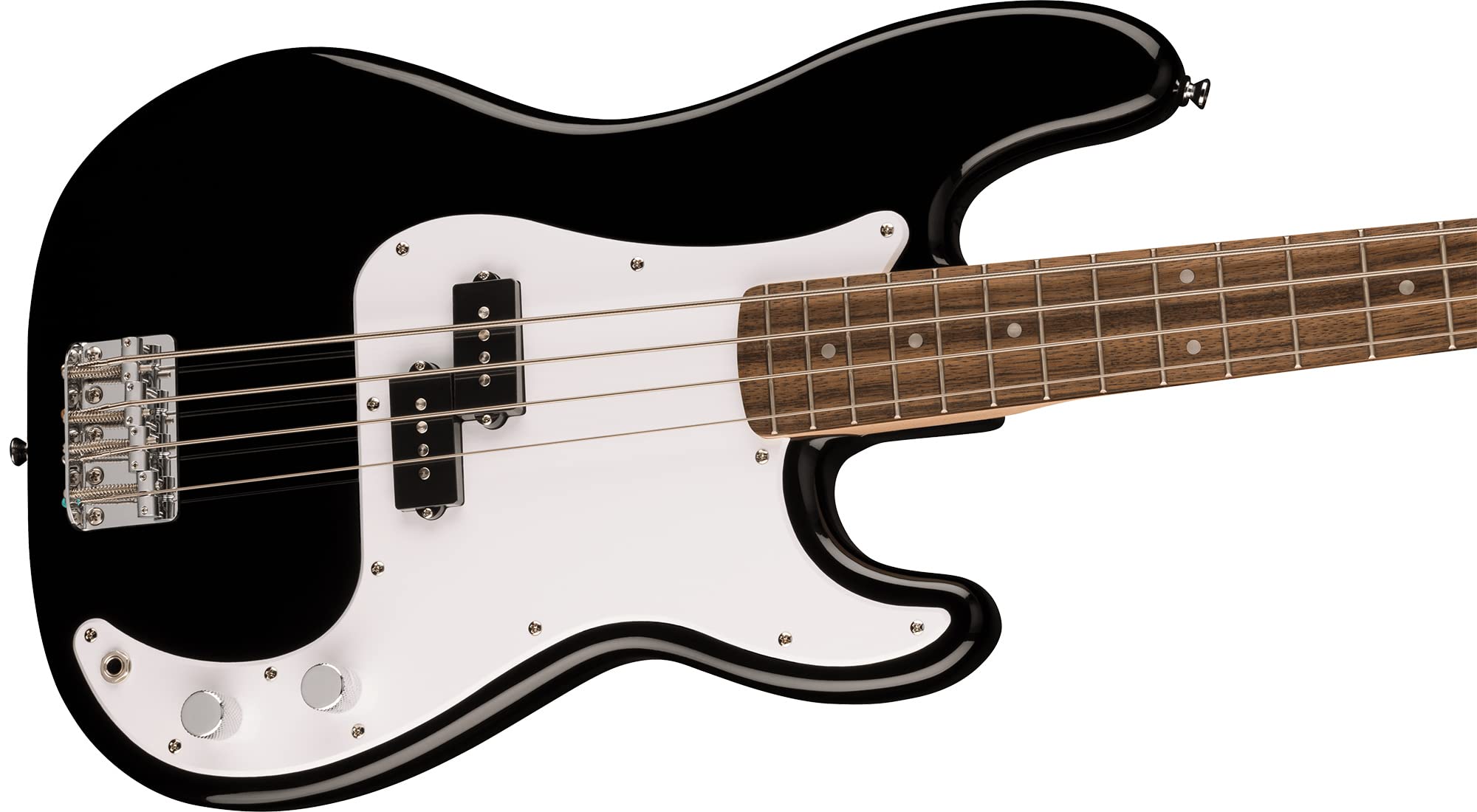 Fender Squier Sonic Precision Bass Guitar, Laurel Fingerboard - Black Bundle with Rumble 15 Bass Amplifier, Cable, Tuner, Strap,