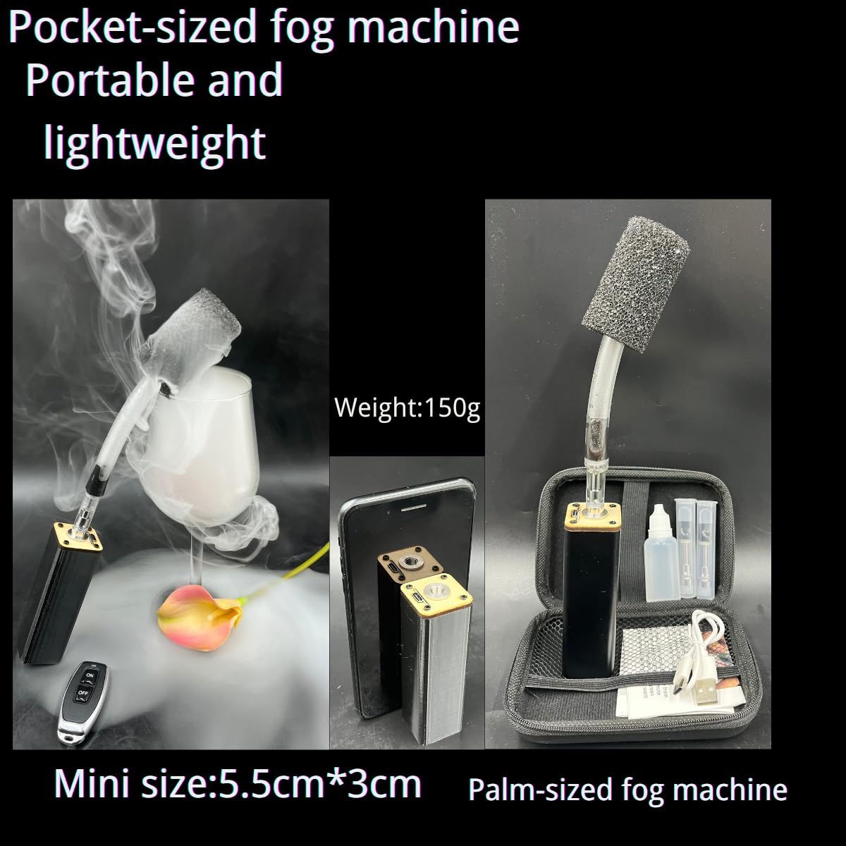 Mini Fog Machine,Smoke Machine for Outdoor Events DJ Parties Photography,Indoor Stage Effects,Halloween (Slim back)