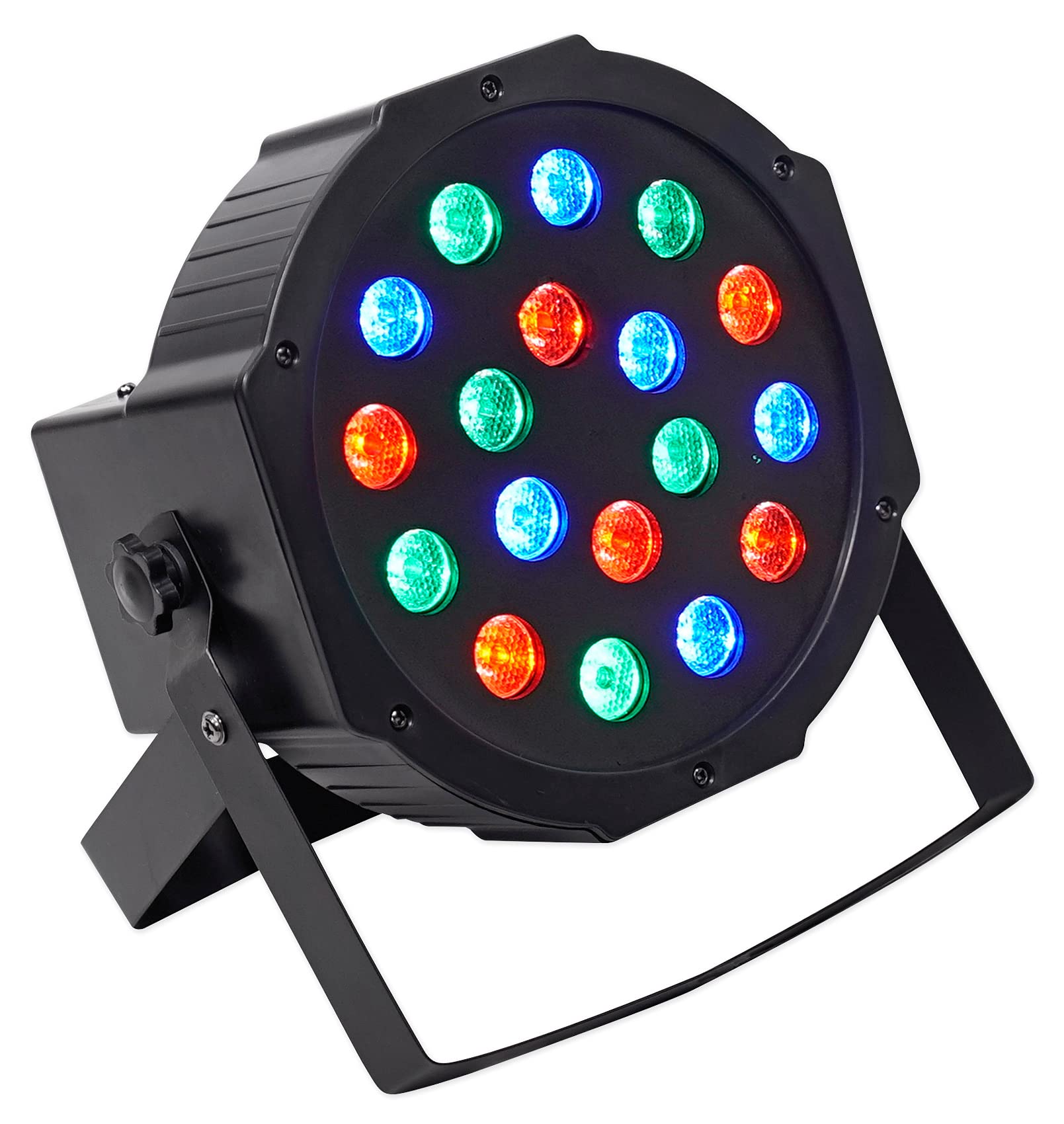 Rockville RockPAR50 24W LED RGB Par Can Wash Light with DMX, Sound-Activated Mode, Power Daisy-Chain, Dual Bracket for DJs and C