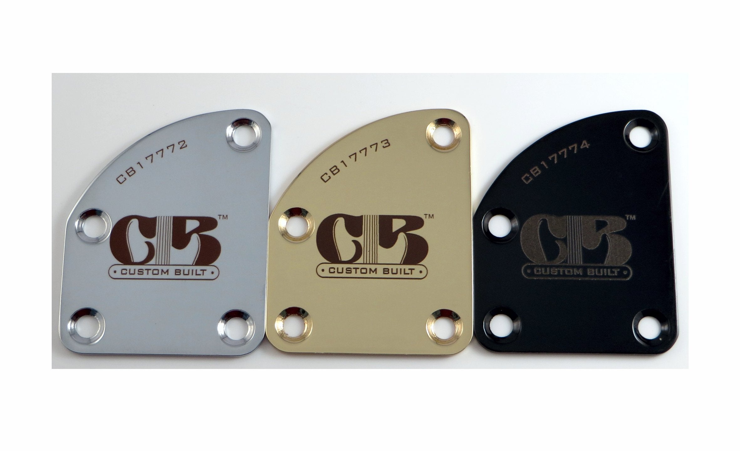 Lazrart ''Custom Built'' Contour Heel Guitar Neck Plate - Choose Color - Custom Engraved
