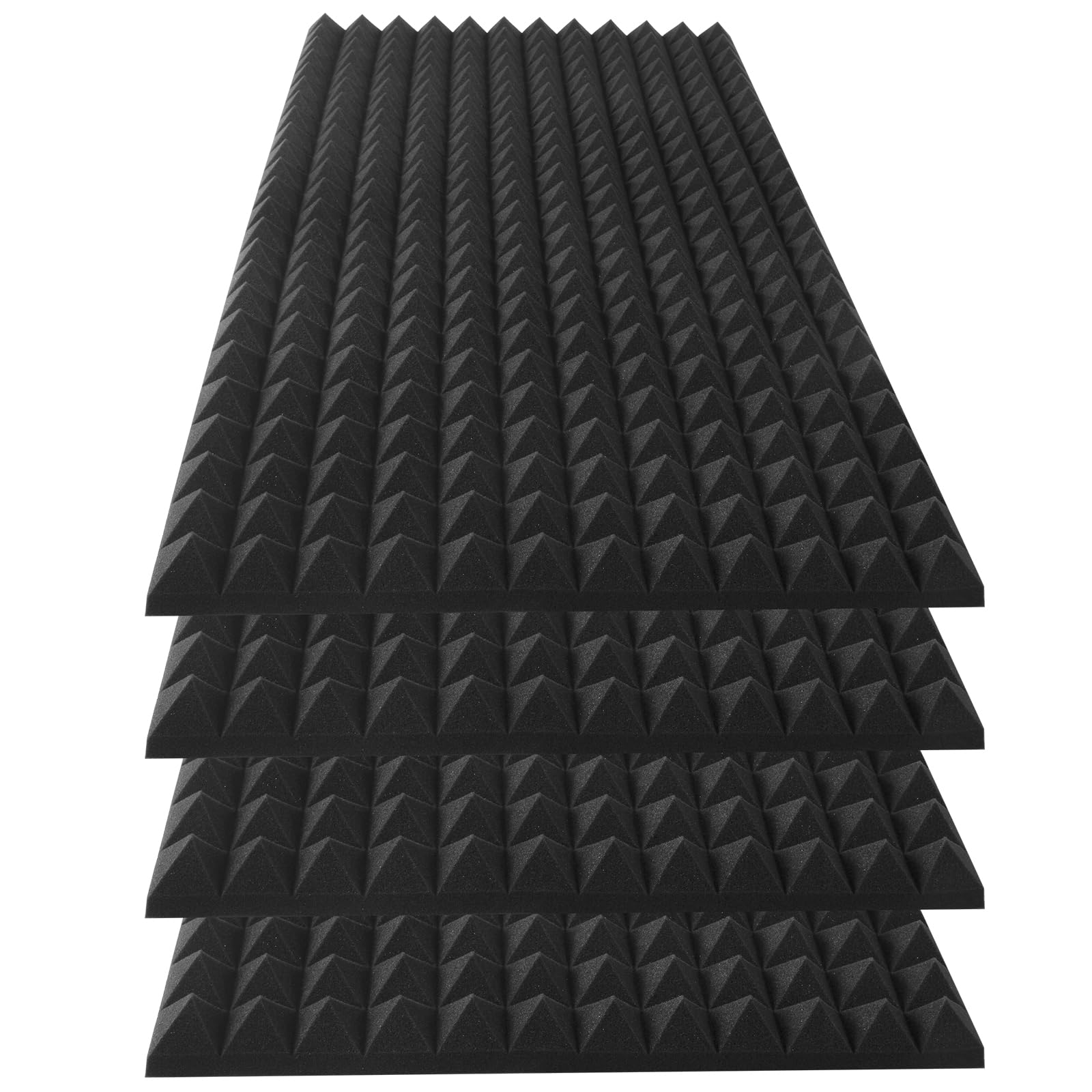 Hwliyutai 4 Pack Pyramid Acoustic Foam Panels, 48 X 24 X 2'' Sound Absorbing Panels High Density Studio Wedge Tiles Fire Resista