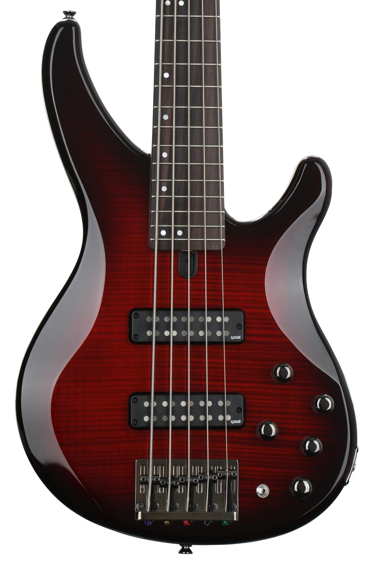 Yamaha Trbx605 5-String Flamed Maple Bass Guitar, Dark Redburst