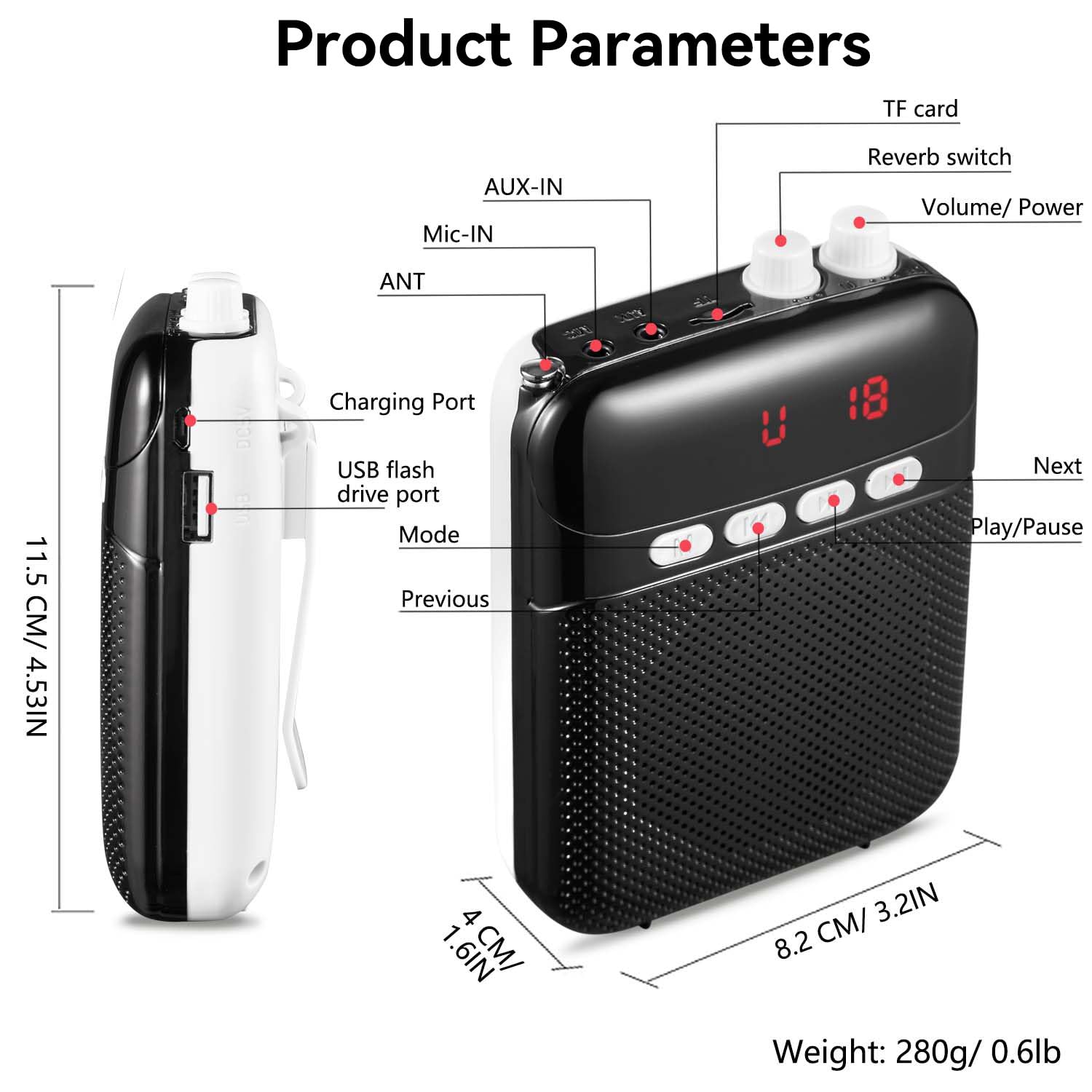Portable Voice Amplifier for Teachers, 2400mAh Rechargeable Personal Amplifier PA System Headset for Speaking Microphone for Tea