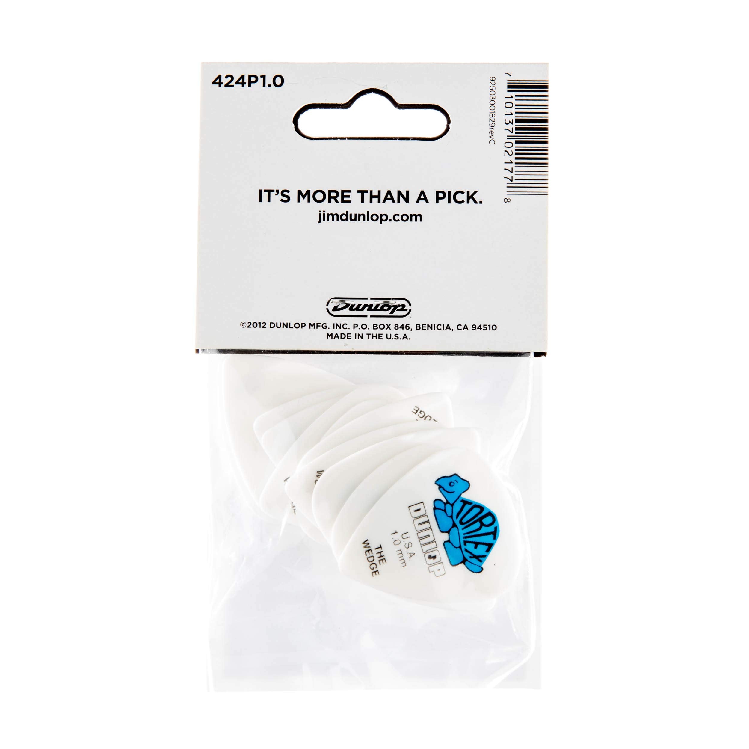 Dunlop 424P10 1.0mm Tortex Wedge Guitar Picks, 12-Pack