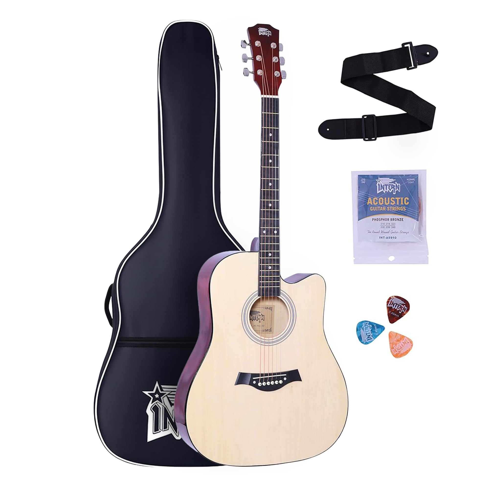 Intern 41-Inch Acoustic Guitar For All | 6-String Right-Handed Guitar With Truss Rod, Gig Bag, Strings, Strap & Picks | Superior