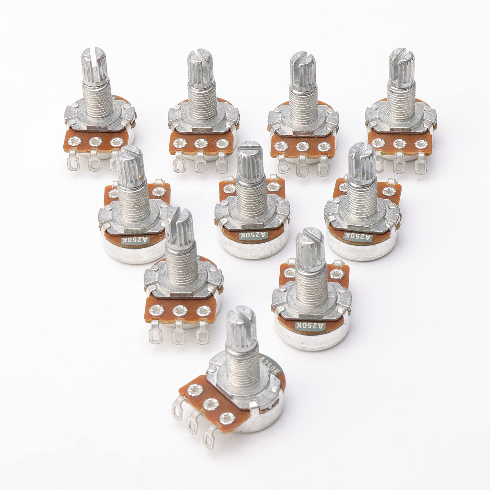 Guitar Potentiometer Audio Pots A250K Ohm Replacement Pack of 10 18mm Shaft Base Dia 16.5mm
