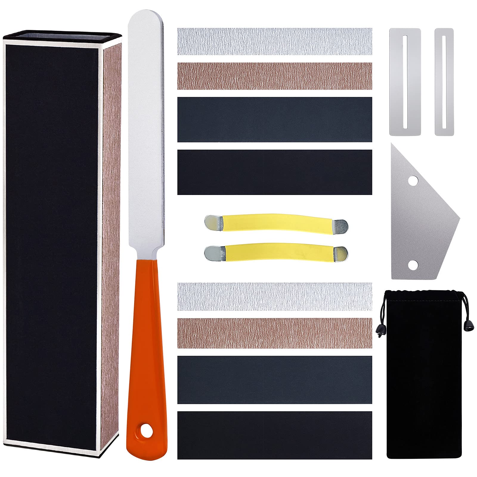 Guitar Luthier Tool Set Including Guitar Fret Crowning File, Fret Leveling Beam Sanding Leveler Beam, Fret Rocker, Fingerboard G