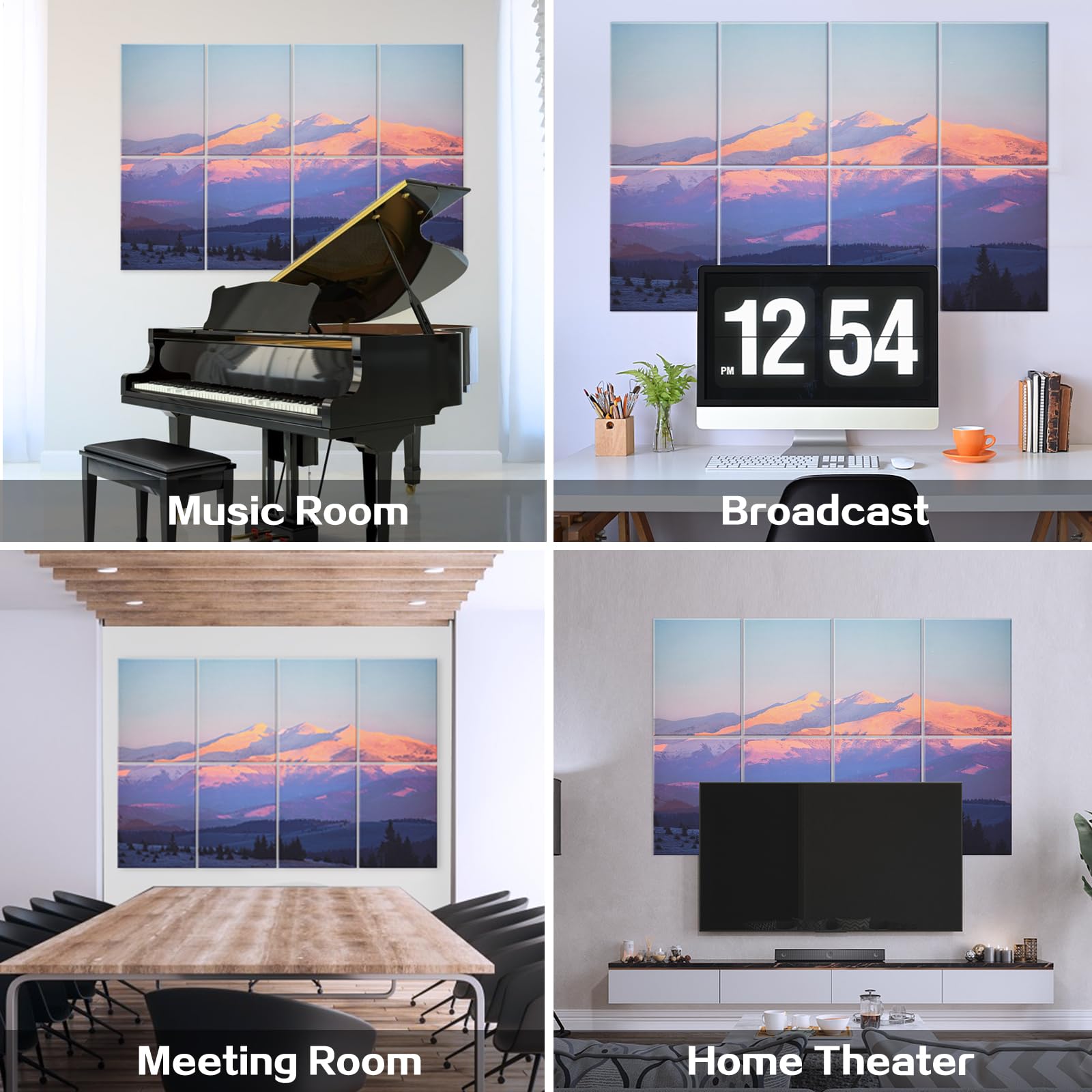 Tutmyrea Art Acoustic Panels, 48''X32'' Sound Proofing Padding, 8 Pack Decorative Acoustical Soundproof Wall Panels, Self-adhesi