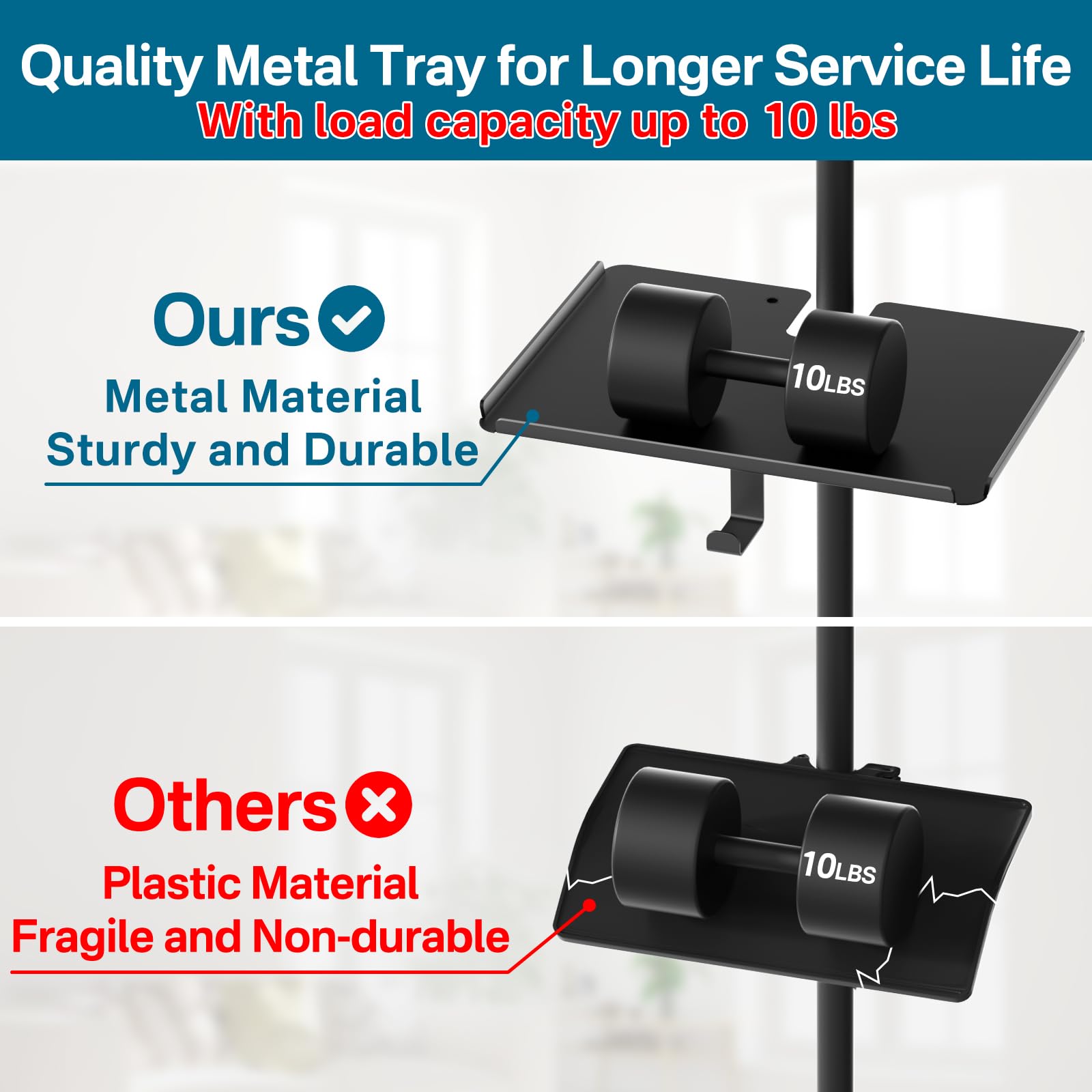 Functional Metal Microphone Stand Tray with Phone Holder - Universal Large Mic Stand Tray Shelf Clamp on Music Stand Tray Attach