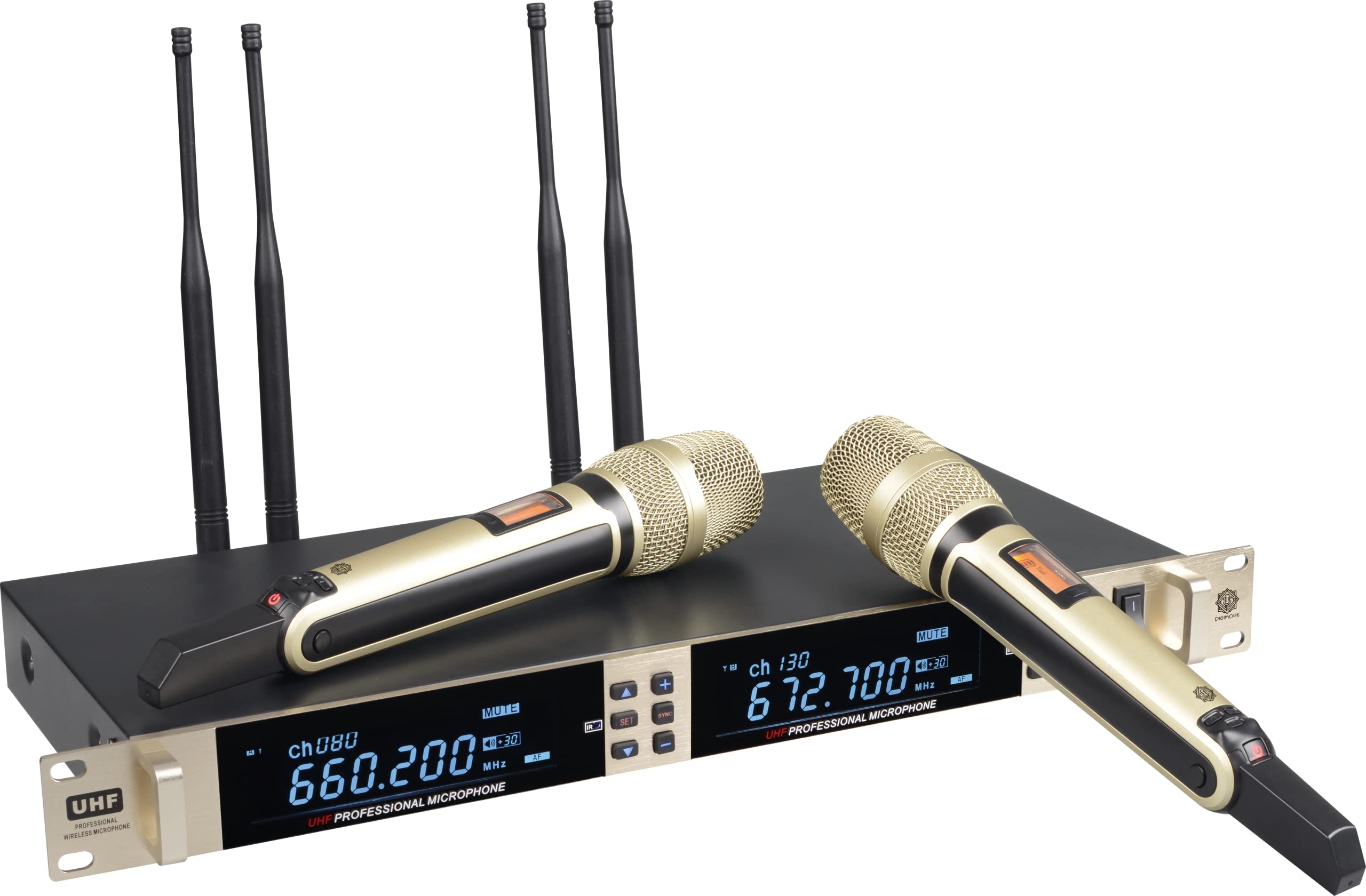 Digimore D-320 Wireless Microphone System, True Diversity Dual Cordless Microphone Set, Professional Uhf Handheld Wireless Micro
