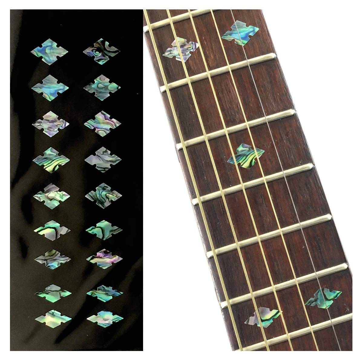 Fretboard Markers Inlay Stickers Decals For Guitars, Bass & Ukuleles - Traditional Slotted Diamonds - Abalone Mix