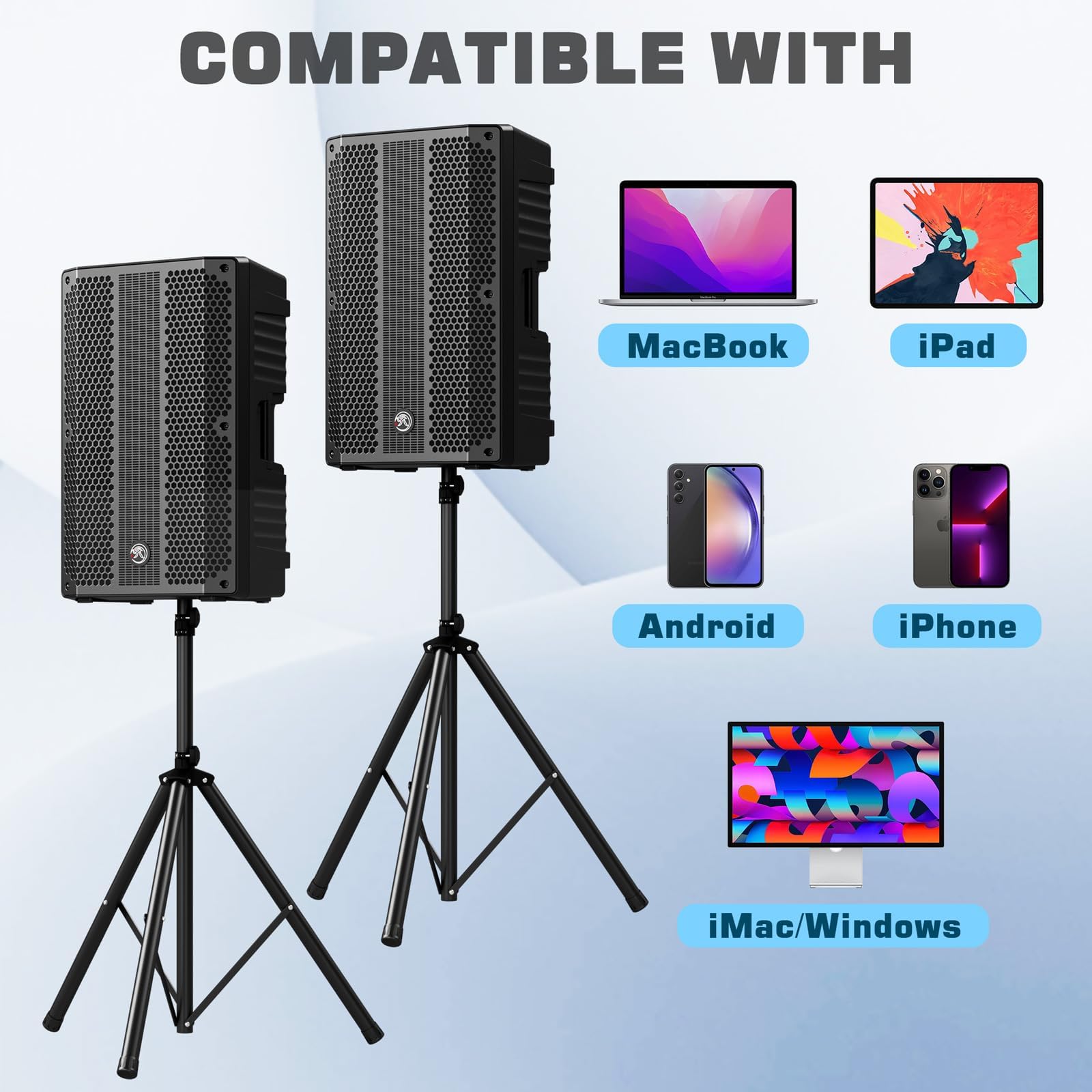 NBVOICE 15'' Active+Passive DJ/PA Speakers Package with Mic,2-Way Powered PA System Combo Set with Bluetooth/USB/FM Radio/2X Ste