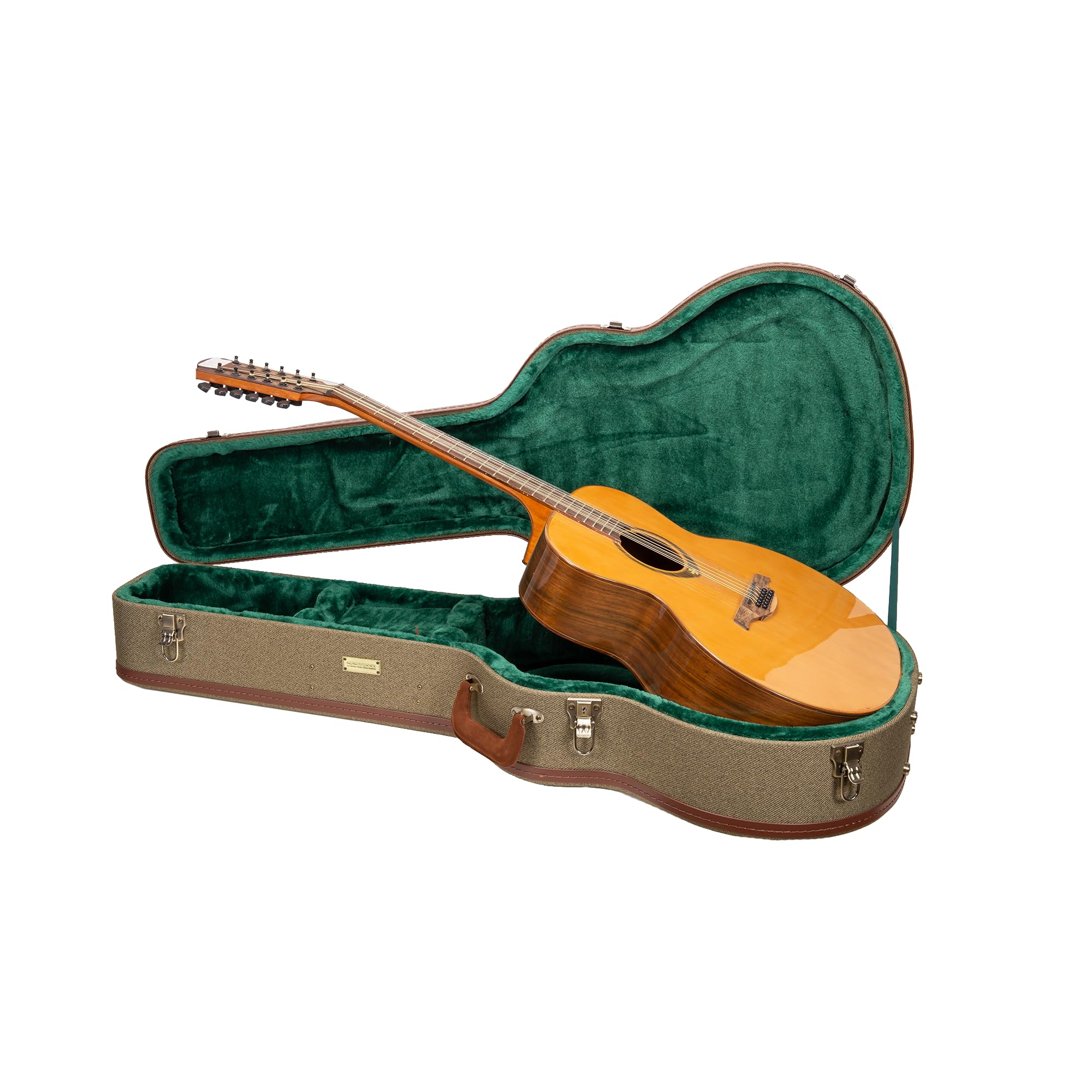 Crossrock Master Series Super Jumbo Guitar Case For Gibson Sj-200 | Olive Green Eco Tweed Fabric, Re-Engineered Shell, Leather H