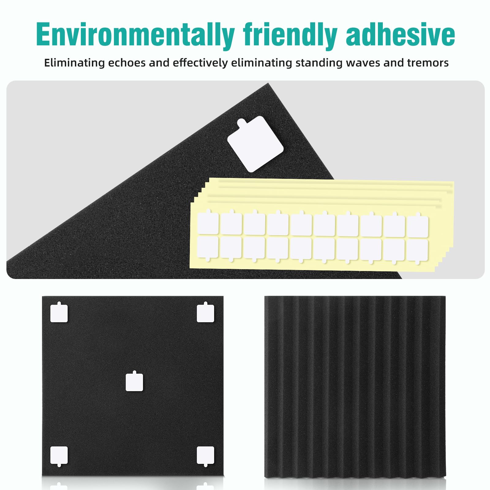 HWLIYUTAI 50 Pack Acoustic Panels 1 X 12 X 12 Inches - Acoustic Foam Studio Foam Wedges High Density Panels Soundproof Wedges Ch