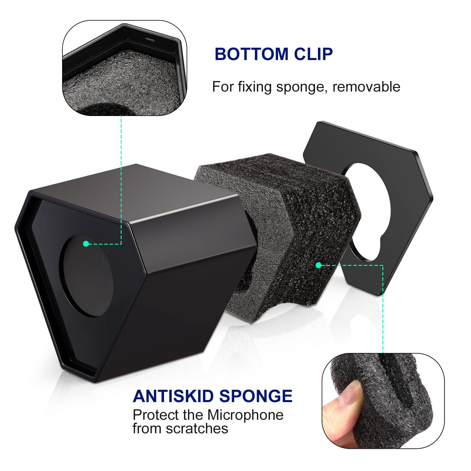 Facmogu 2024 New Microphone Flag Station, Portable Cube Hexagon Mic Flags, ABS Foam Microphone Logo Flag Station, Custom Mic Fla