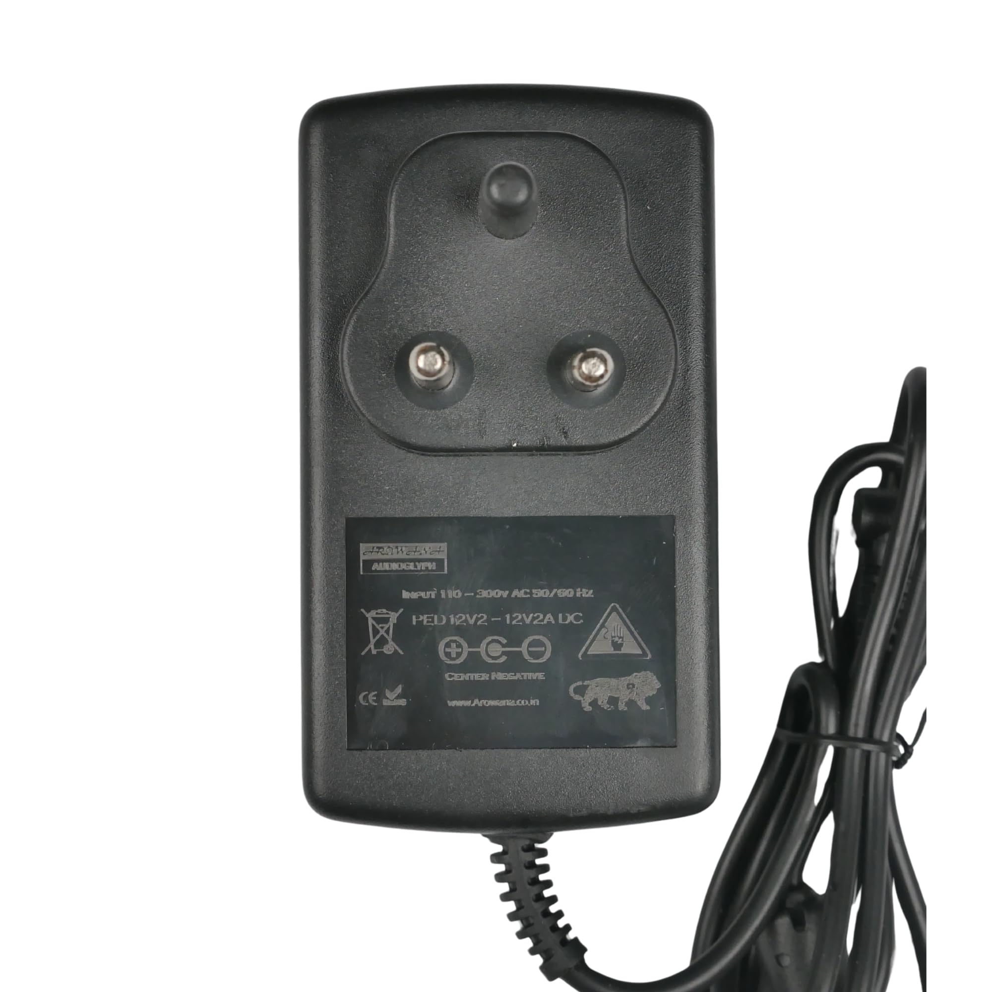 Arowana Audioglyph PED12V2 Studio Grade 12V 2 Amp Center Negative Power Supply for Guitar Processors, Pedals. preamps & Audio No