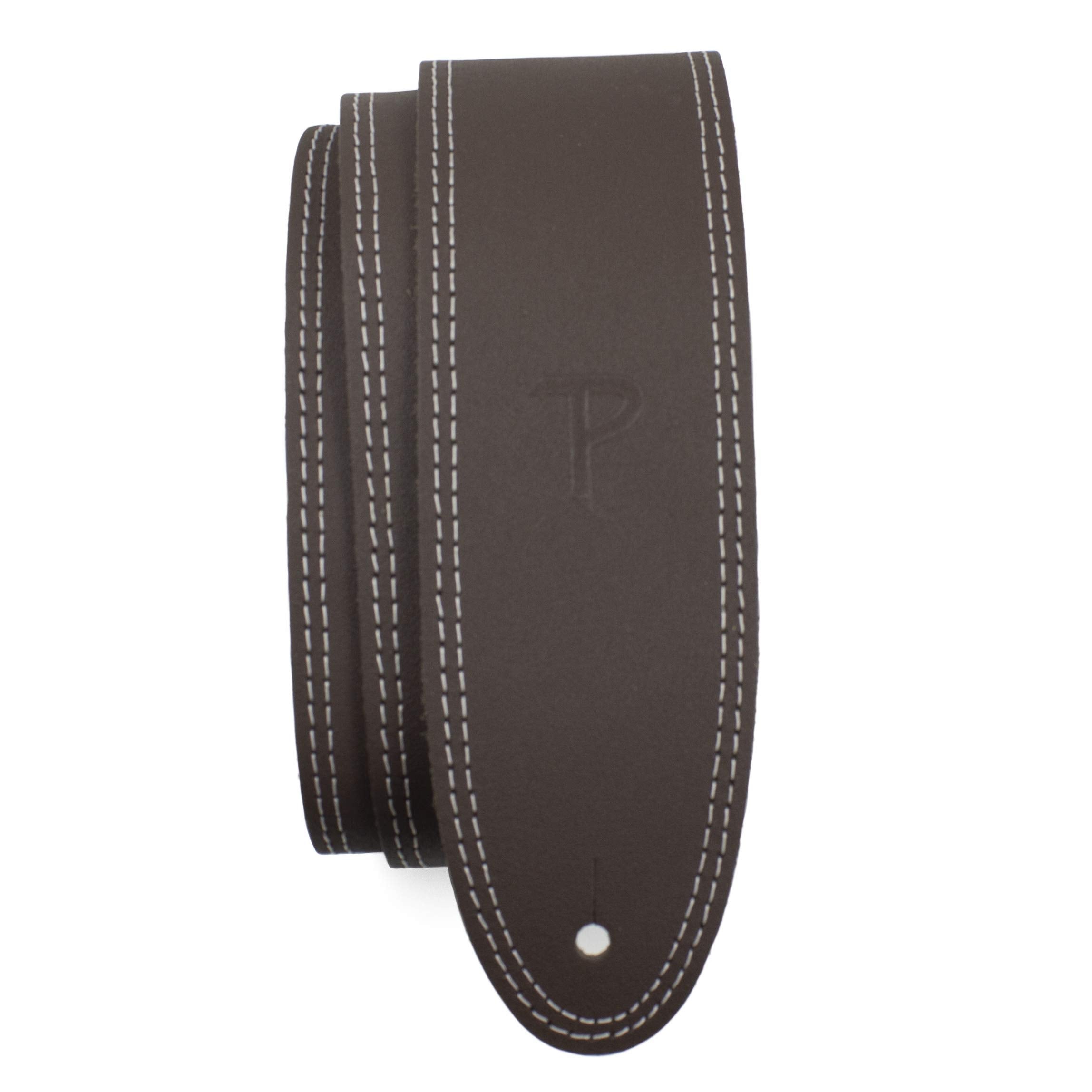 Perrias Leathers Ltd - Guitar Strap - Leather - Double Stitched - Brown - Adjustable - For Acousticbasselectric Guitars - Made I