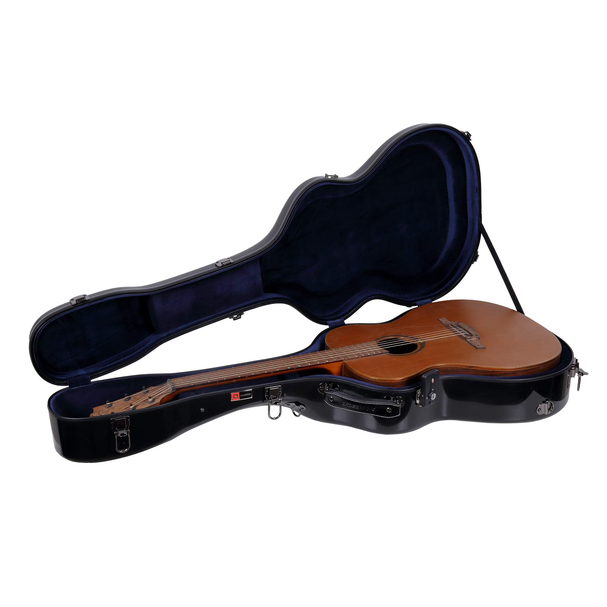 Crossrock Deluxe Fiberglass Case for OM, Martin 000 Guitars-TSA Latch(CRF2021OMBK)