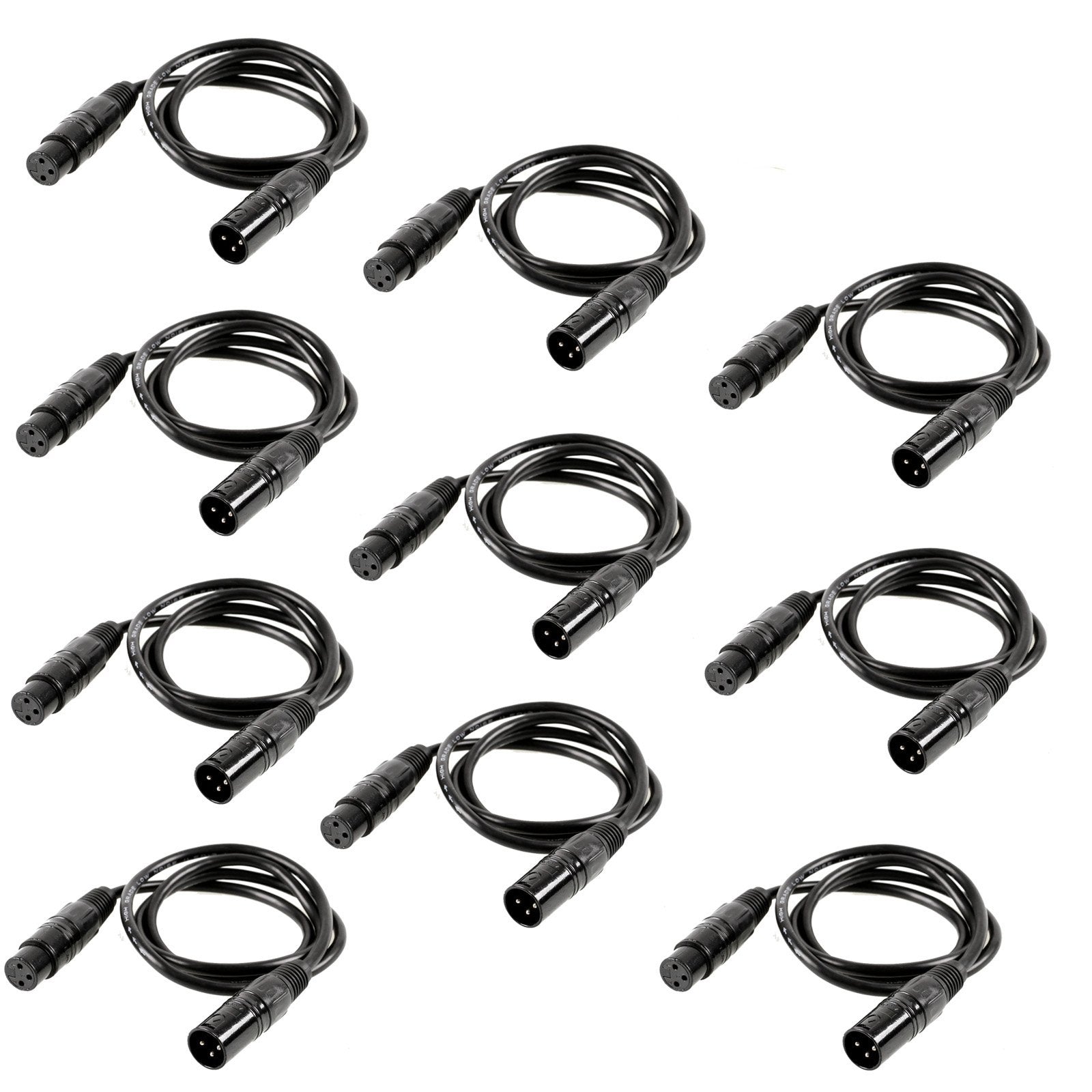 Mountain_Ark 10 Pack 3-Pin Dmx Cable Signal Xlr Connection Stage Light Wire 6.5 Ft / 2 M For Moving Head Light Par Light