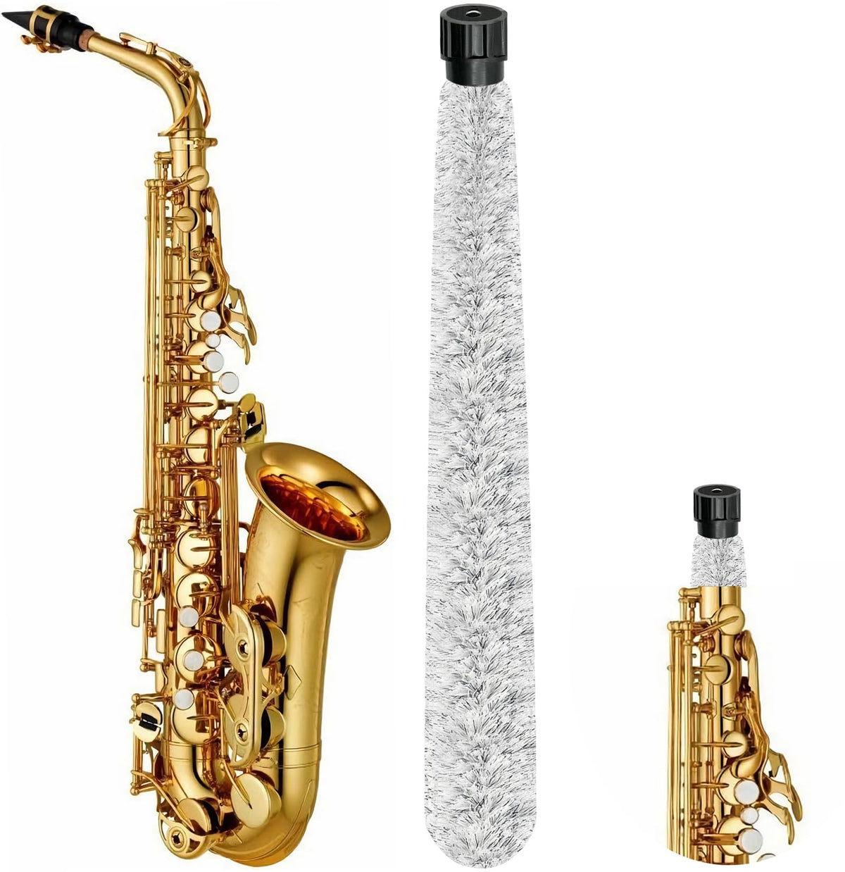 Alto Saxophone Cleaning Swab, Alto Sax Pad Saver Brush Cleaner, Ultra Absorbent Cotton Sax Cleaning & Care Kit, Suitable For Alt