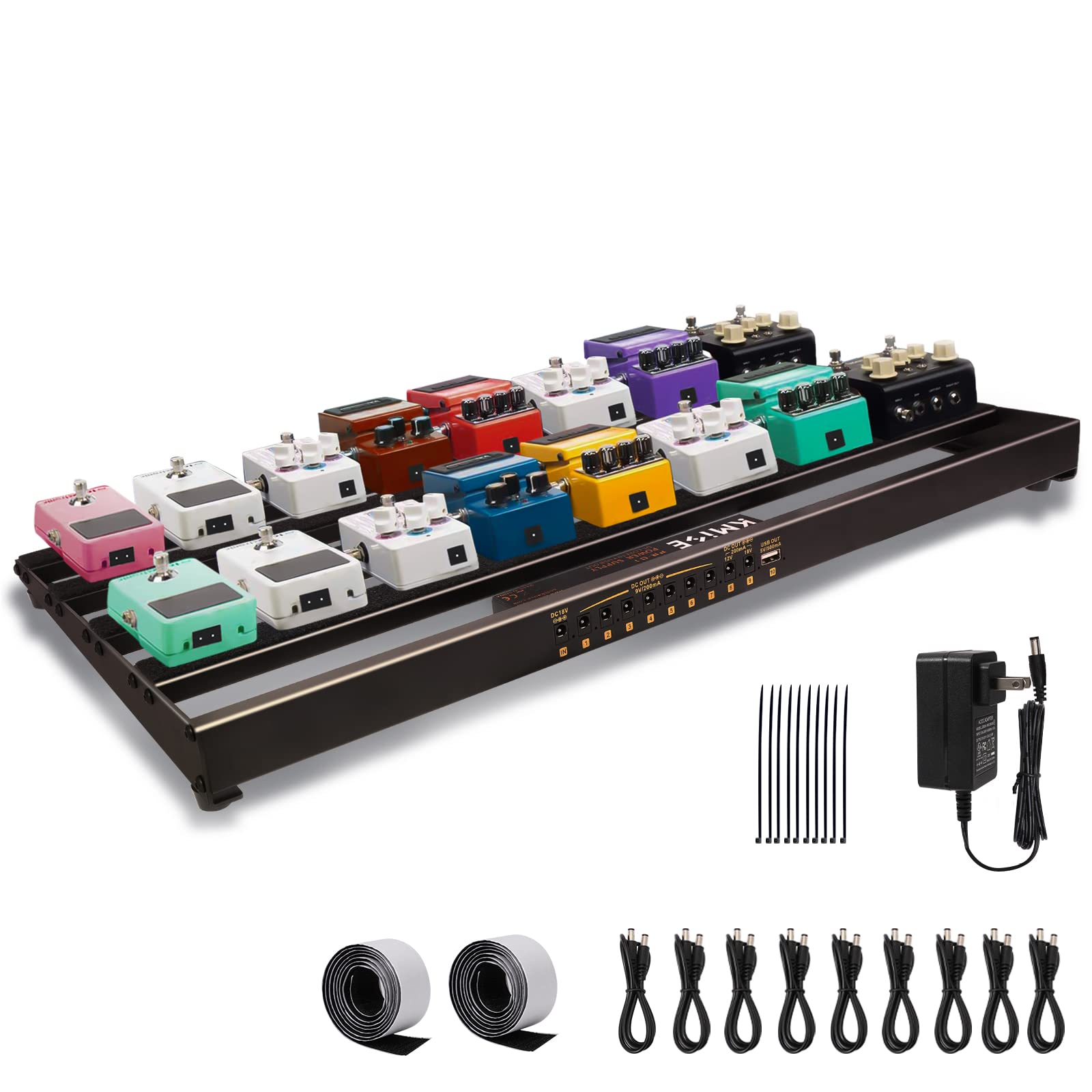Guitar Pedal Board With Built-In Power Supply 24X1.9X12.5 '' 3.6Lb Pedalboard, Aluminium Alloy Isolated Power Supply Power Pedal