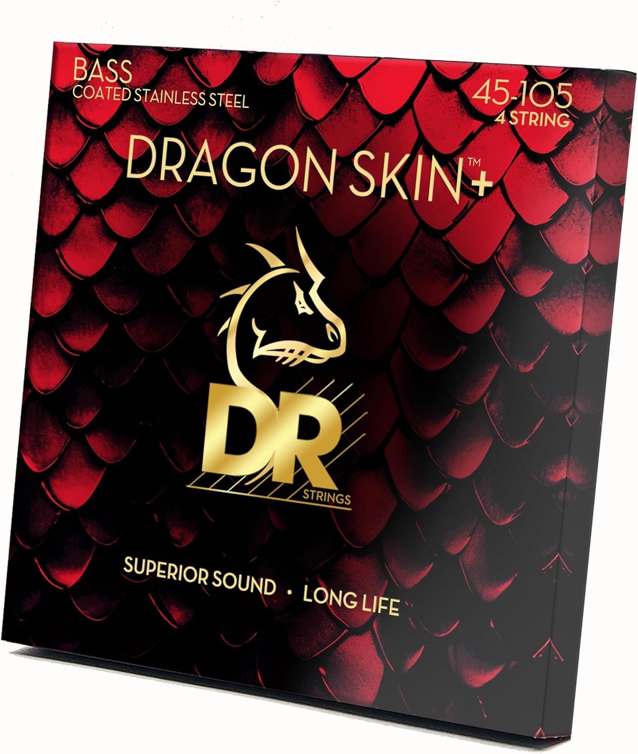 Dr Strings Dragon Skin+ - Coated Stainless Steel Bass Strings - Dbs-45 - Superior Sound With Comfortable Feel & Long Life: Mediu