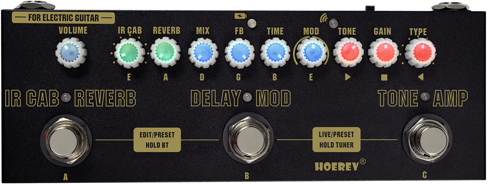 Hoerev Multi Effects Guitar Pedal Delay Reverb Phase Chorus Distortion Overdrive Multi Effects Pedal For Electric Guitar Built-I