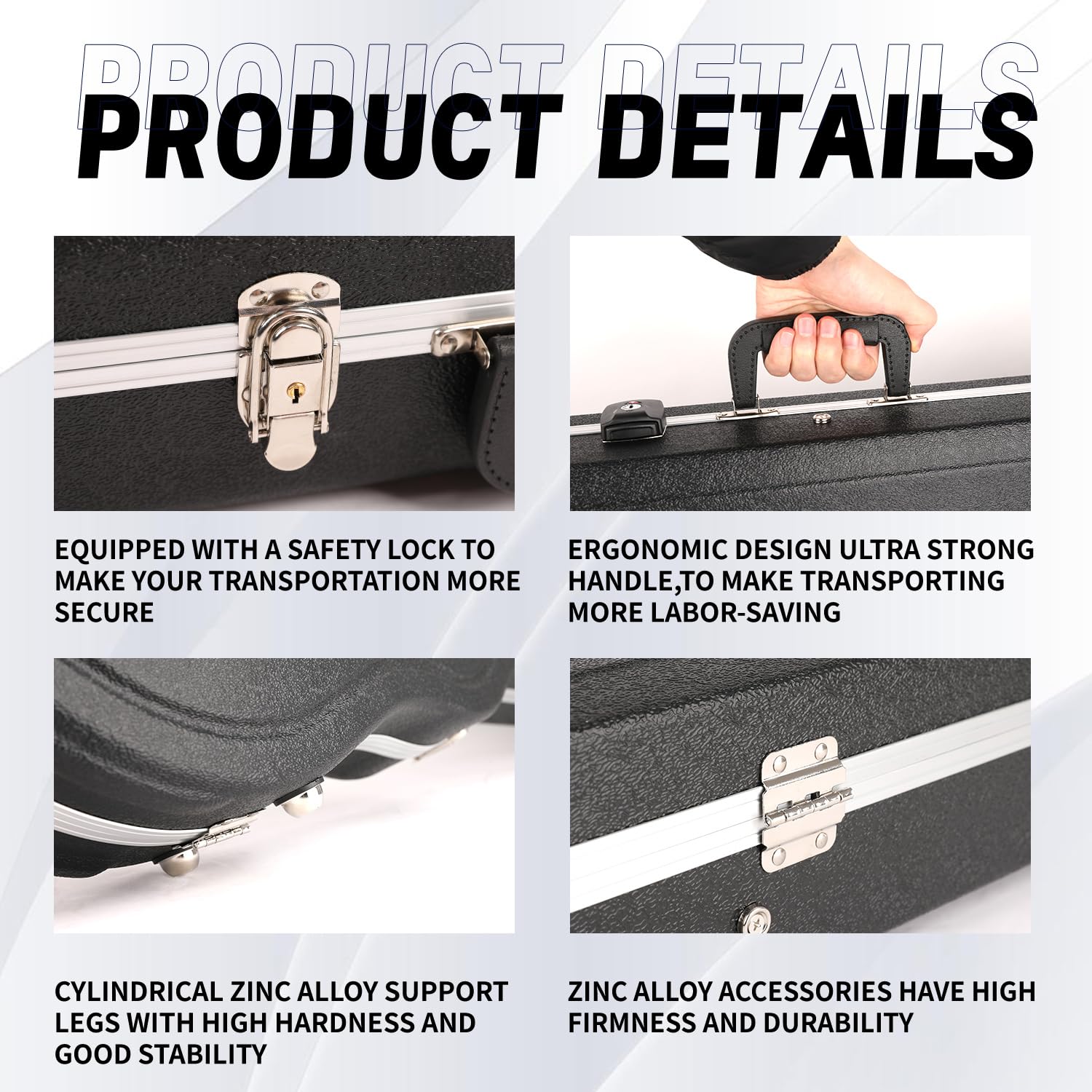 GHOSTFIRE ABS Acoustic Guitar Case Portable Hard-Shell Case With Lock Super thick Fit for Acoustic (GC-RAG)