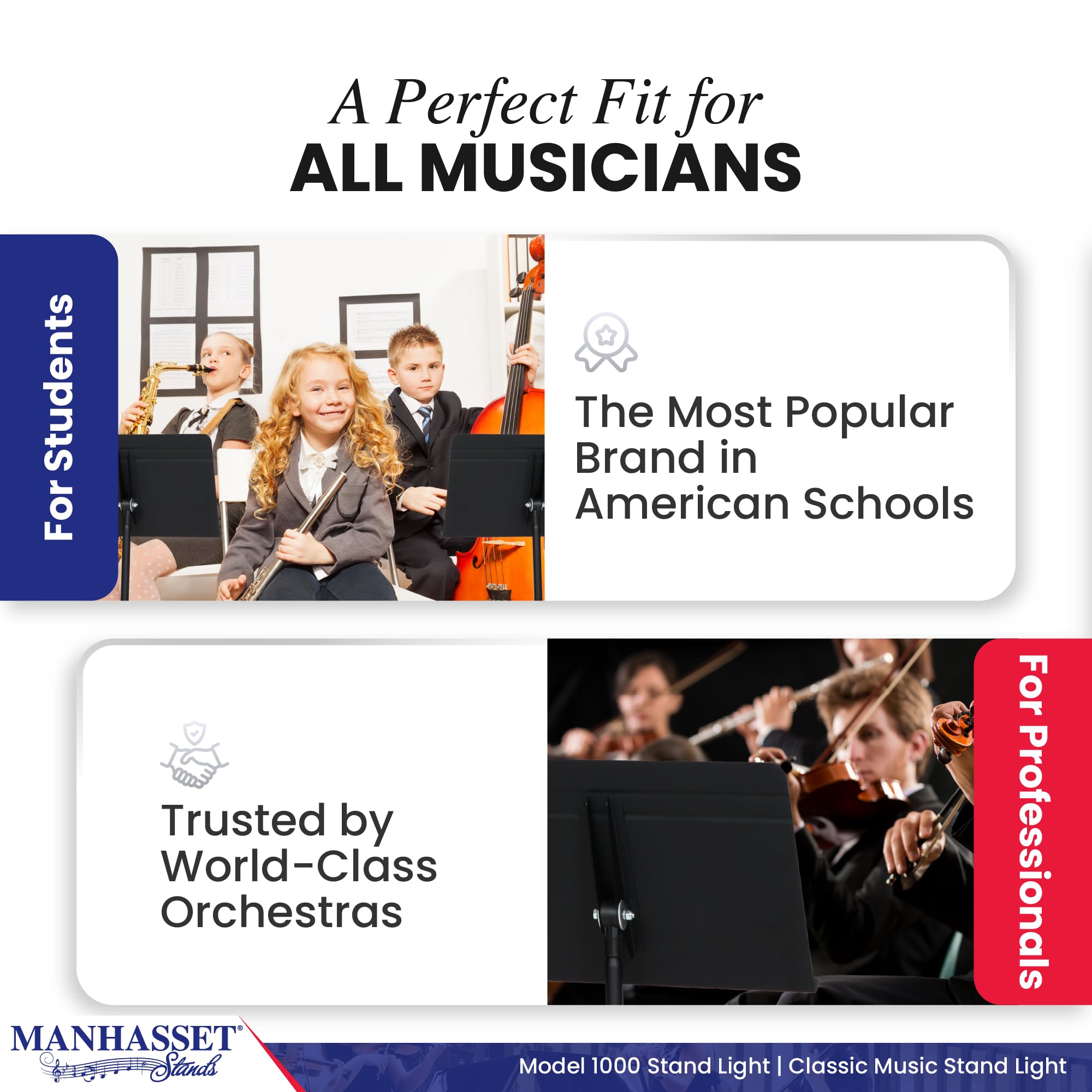 Manhasset Music Stand Light Clip On Attachment - Stand Lights for Musicians - Music Lamp for Orchestras - Piano Light - Piano La