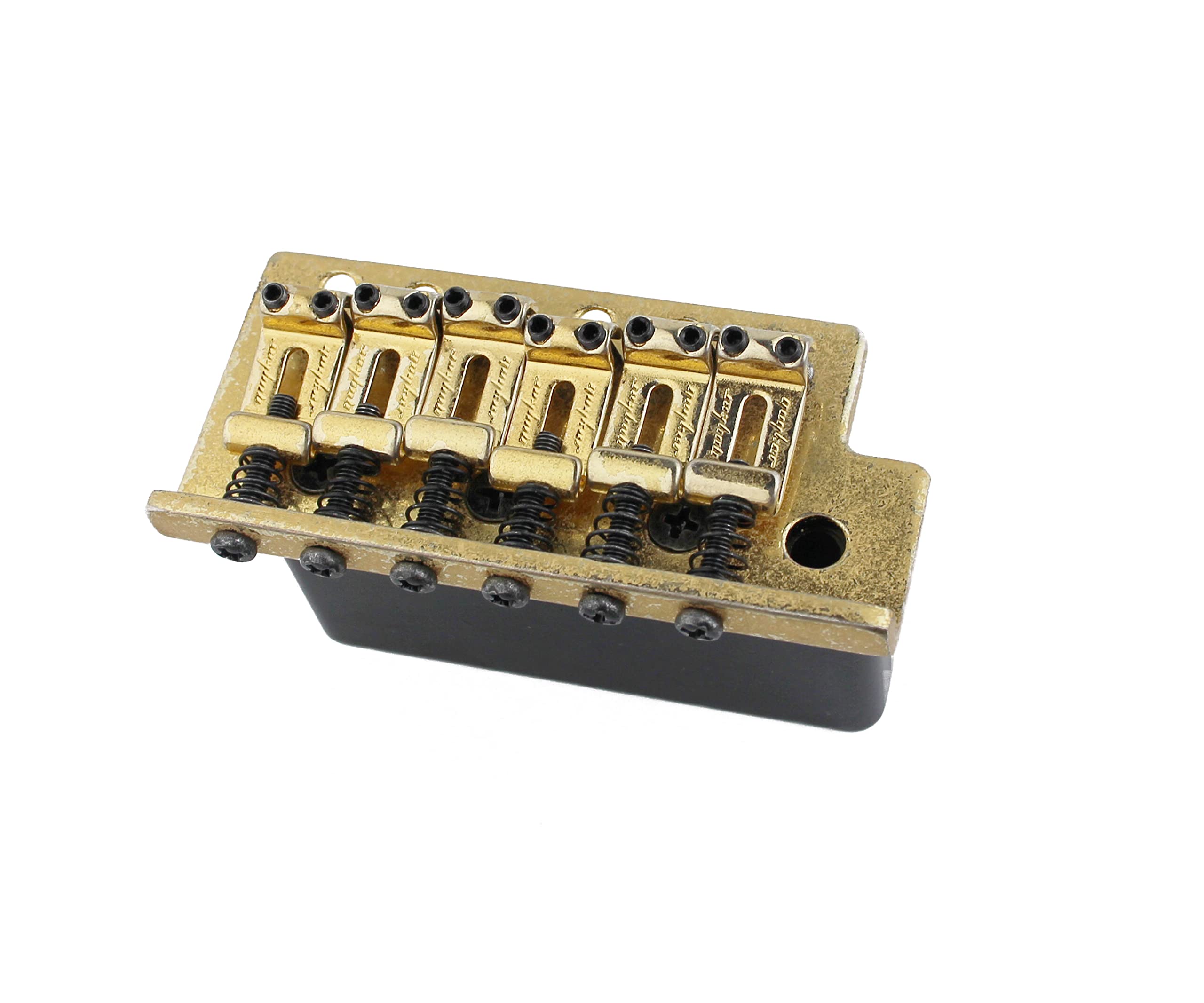Guyker Tremolo Bridge Vintage Bent Steel Saddles Compatible with Start ST Electric Guitar (GK-1004, Gold Old)