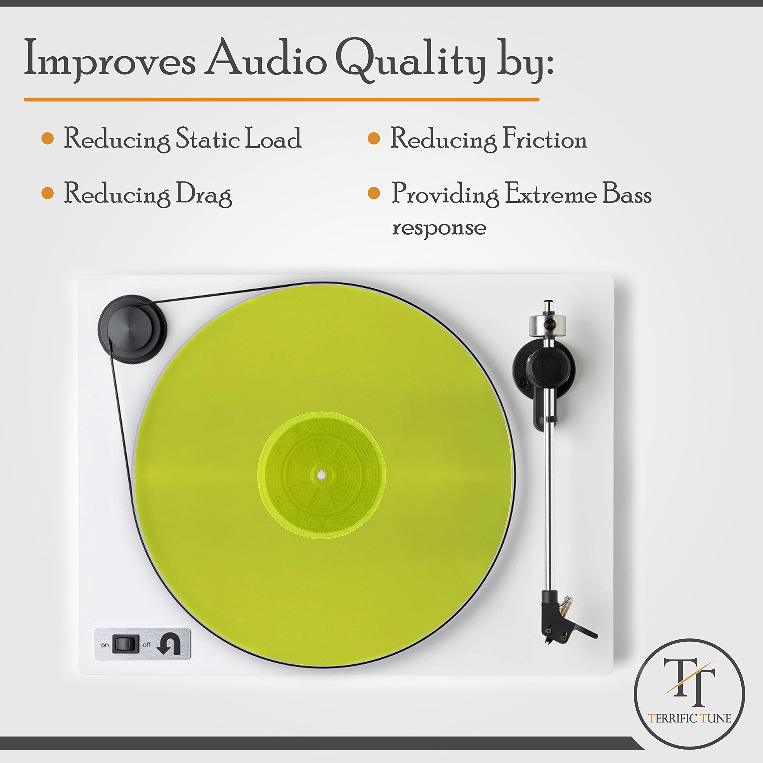 Terrific Tune - Acrylic Turntable Slipmat for Vinyl LP Record Player - Transparent Platter Mat - Anti-static and 2.7mm Thickness