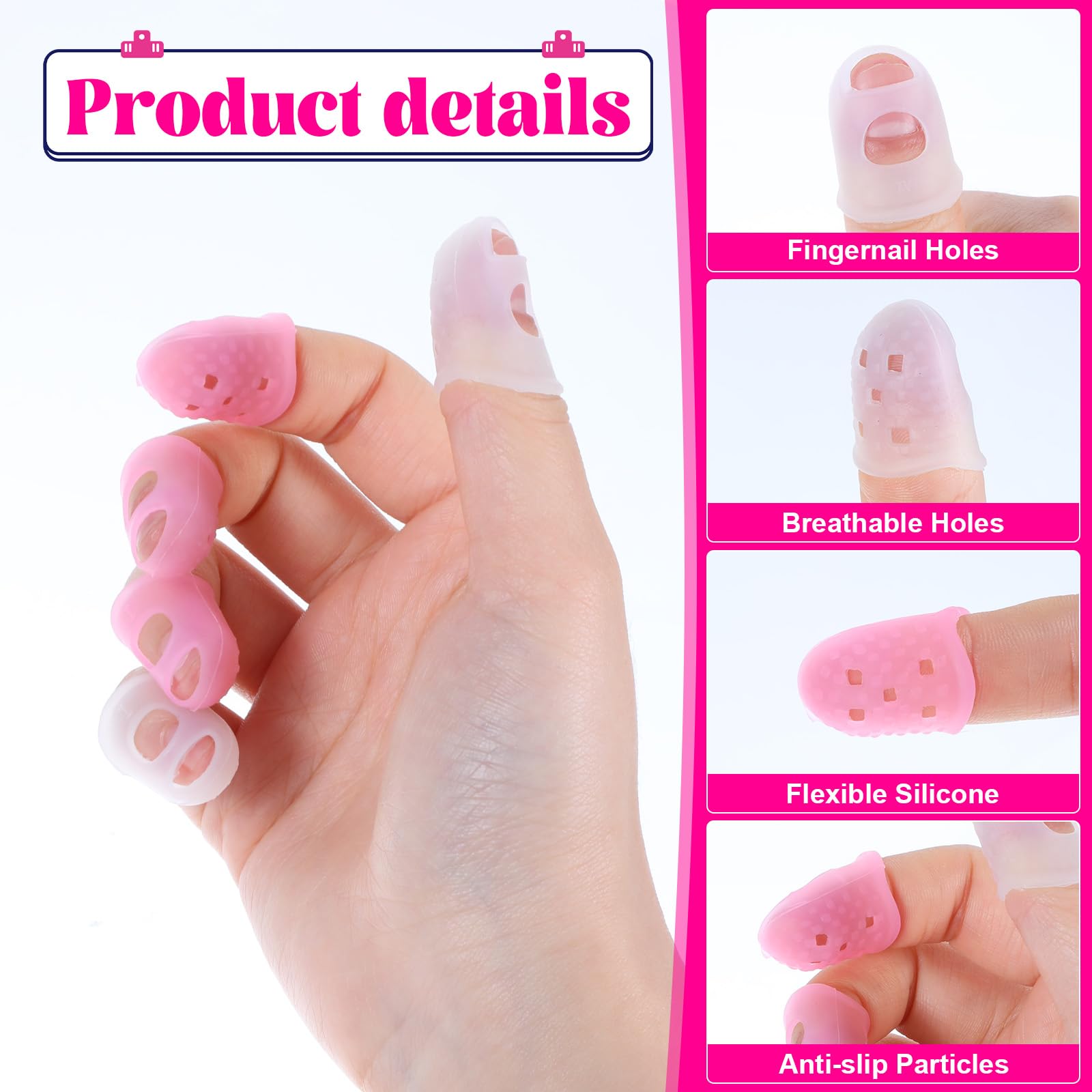 JIYIN 20 Pcs Rubber Finger Tips, Silicone Guitar Fingertip Protector Fingertip Protector Caps 5 Sizes Rubber Fingers Tips Guard