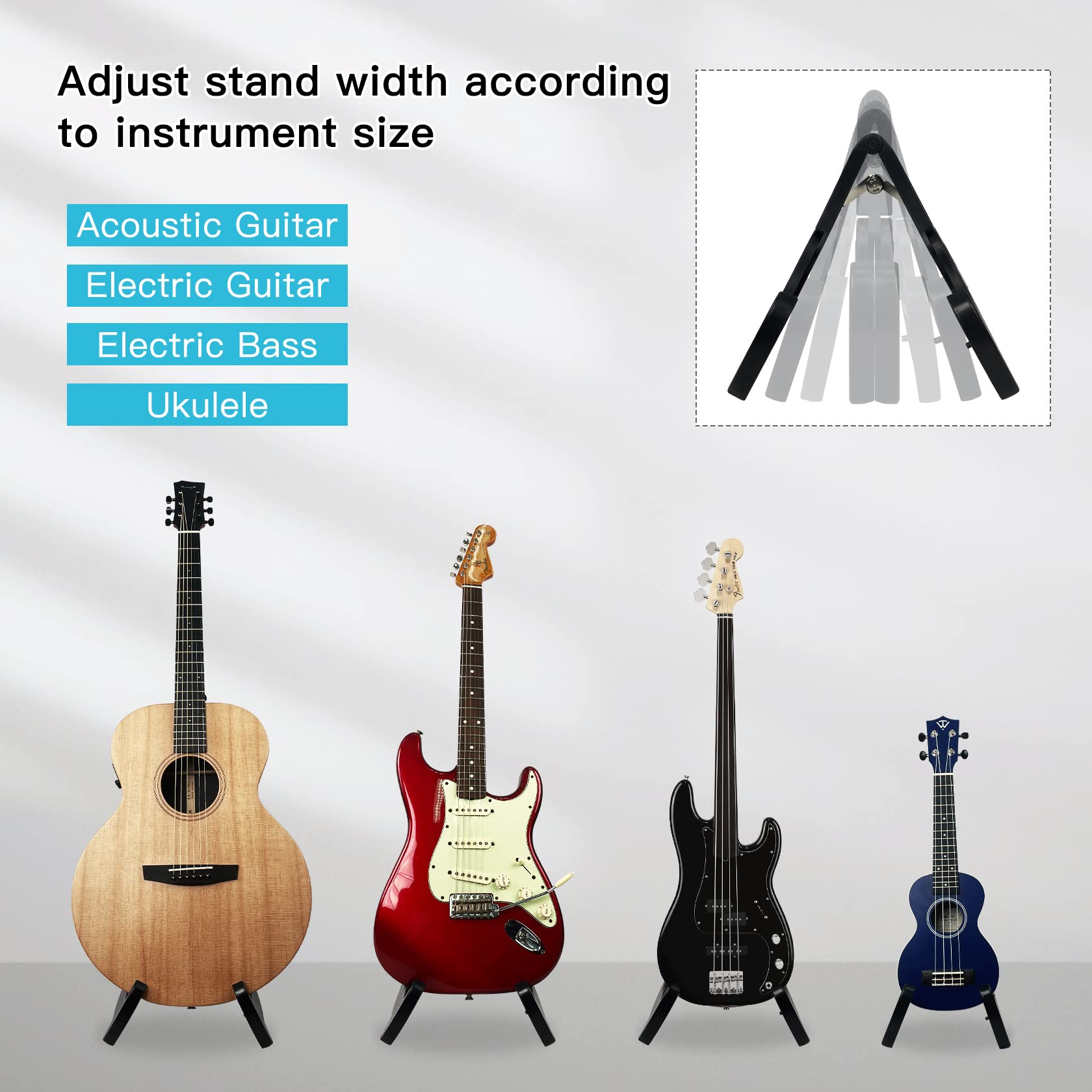 Universal Guitar Stand Folding - Guitto Guitar Tripod Adjustable A-Frame Stand for Acoustic and Electric Guitars Instrument Hold