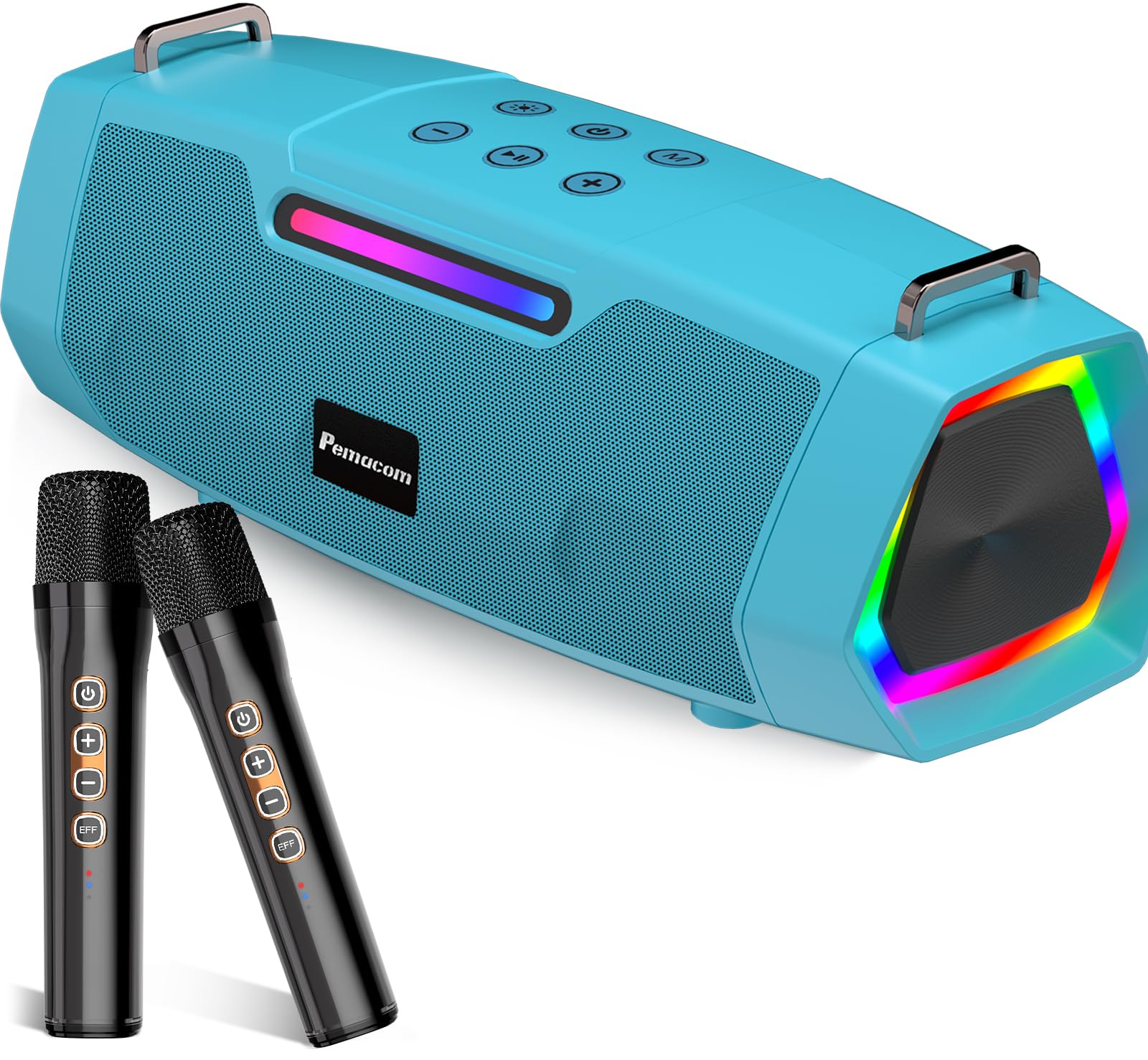 Karaoke Machine With 60W Powerful Sound - Portable Karaoke System With 2 Wireless Microphones, Bluetooth 5.3, Long Battery Life