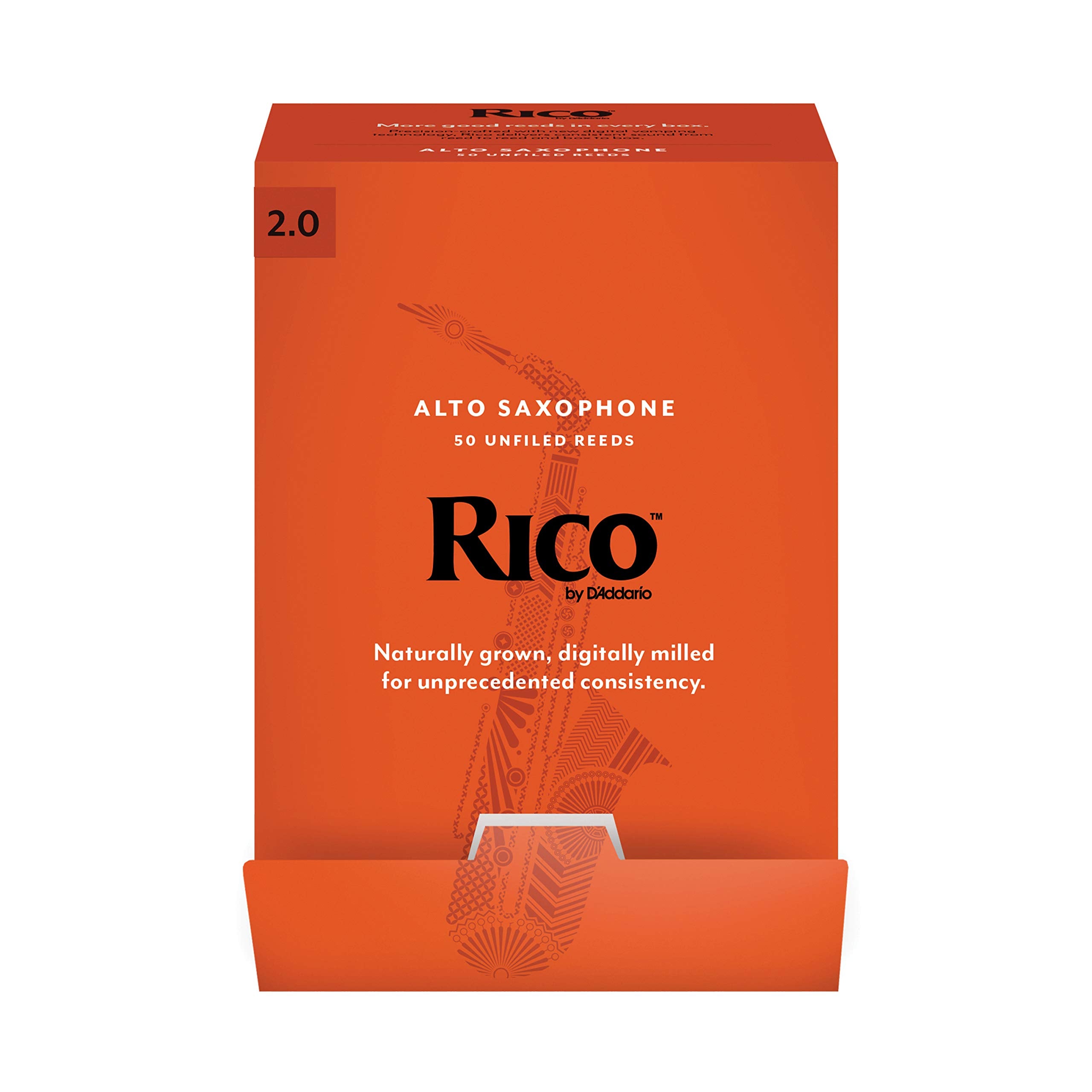 DAddario Woodwinds, Rico Saxophone Reeds, Alto Sax, RJA0120-B50, Strength 2.0, 50-Pack