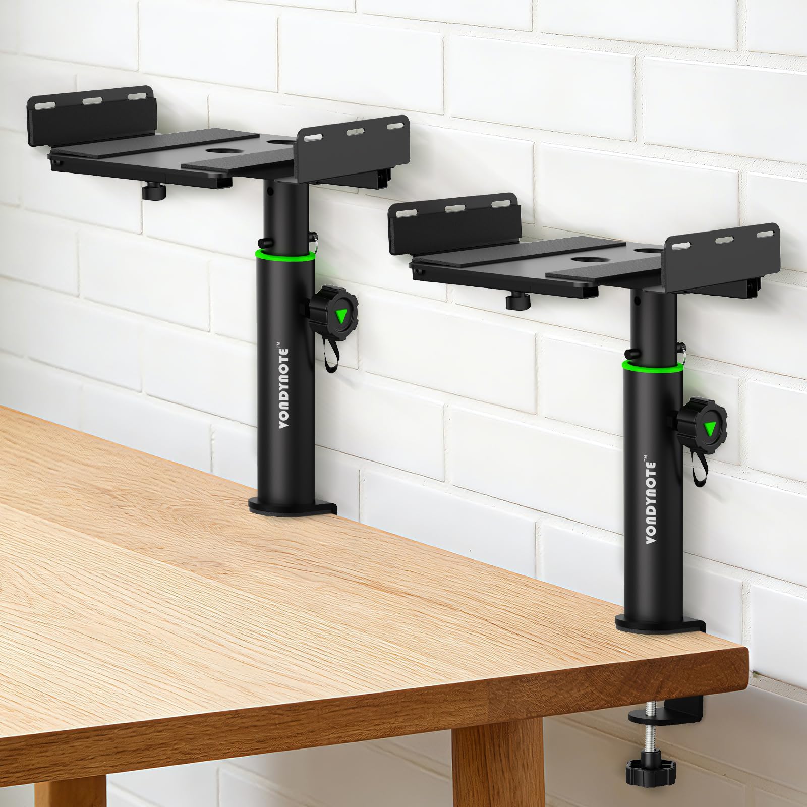 Vondynote Set of 2 Dual Side Clamping Studio Monitor Stands Desktop Clamp Speaker Stands Height Adjustable Against The Wall Exte
