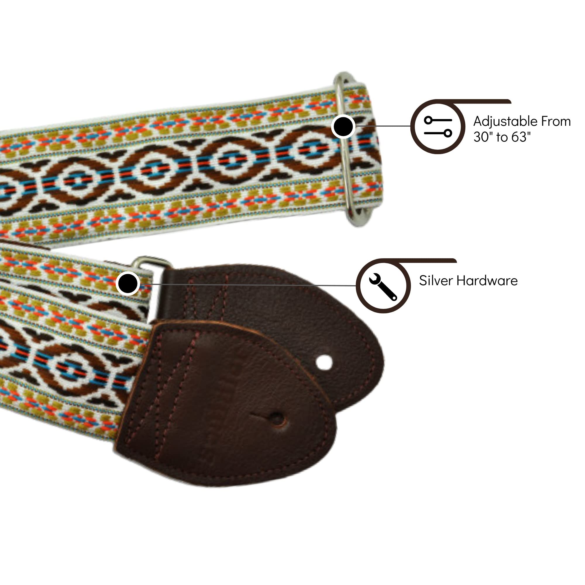 Souldier GS0127NM02WB - Handmade Seatbelt Guitar Strap for Bass, Electric or Acoustic Guitar, 2 Inches Wide and Adjustable Lengt