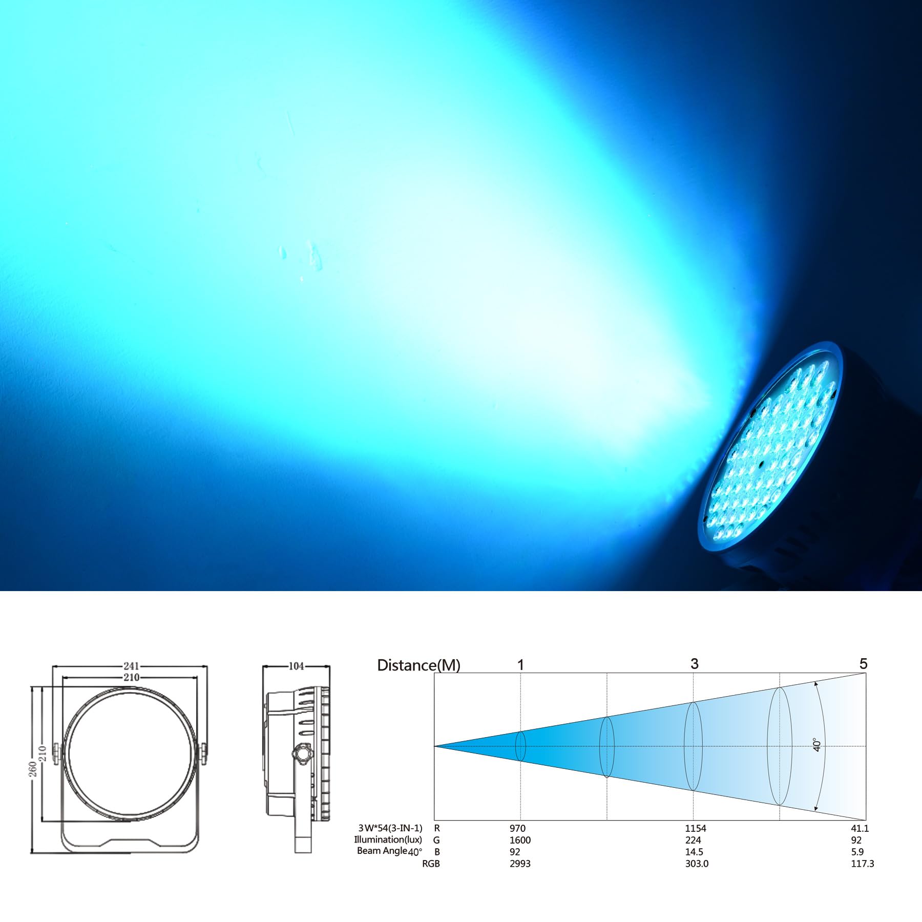 BETOPPER DJ Light 2 Pack, 54x3W LED Par Lights, DMX Stage Lights Sound Activated, Strobe Wash Lighting for Wedding, Church, Part