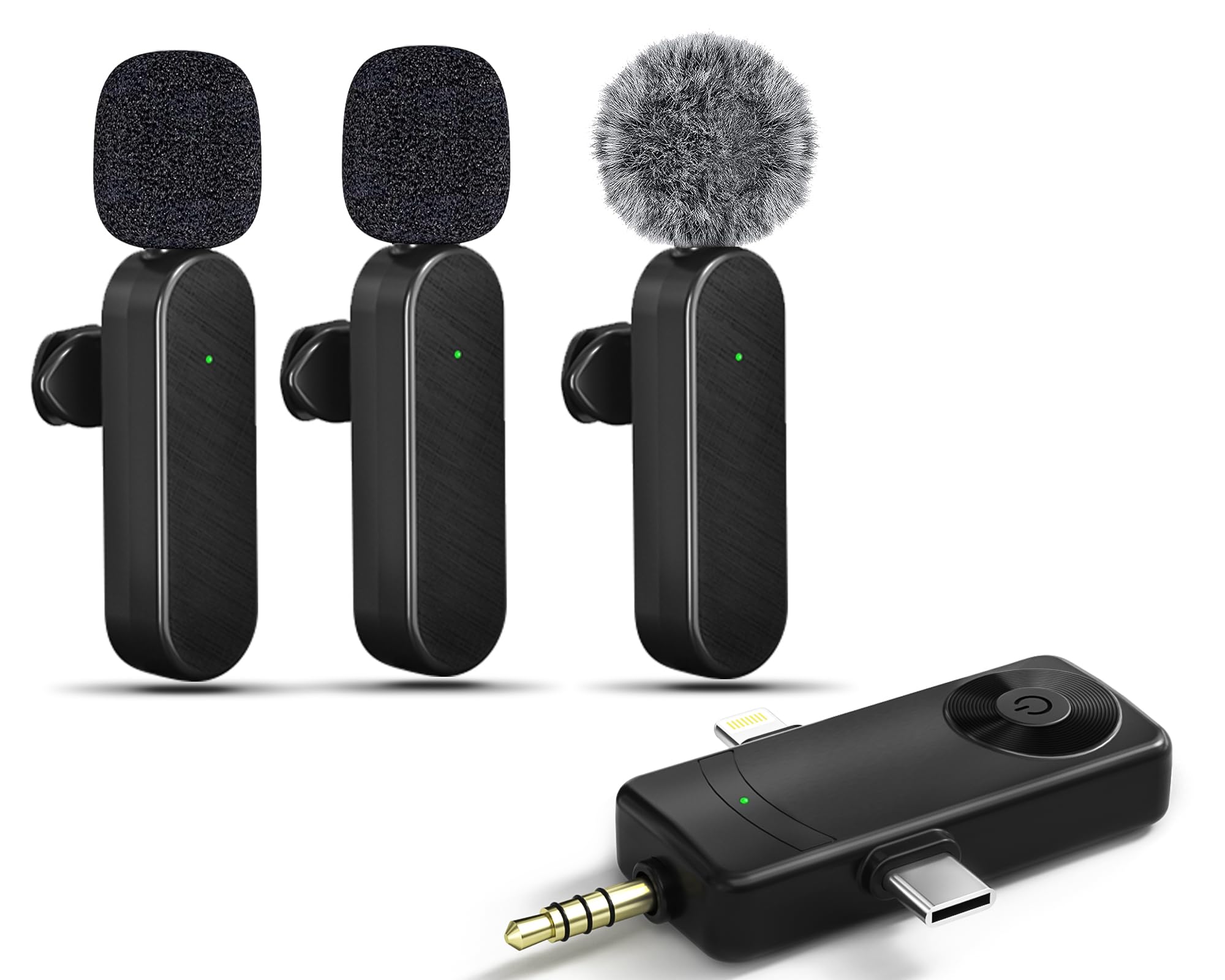 Tearstone Mini Microphone for iPhone Android Camera iPad USB-C, 4 in 1 Professional Wireless Lavalier Lapel Microphone for Recor