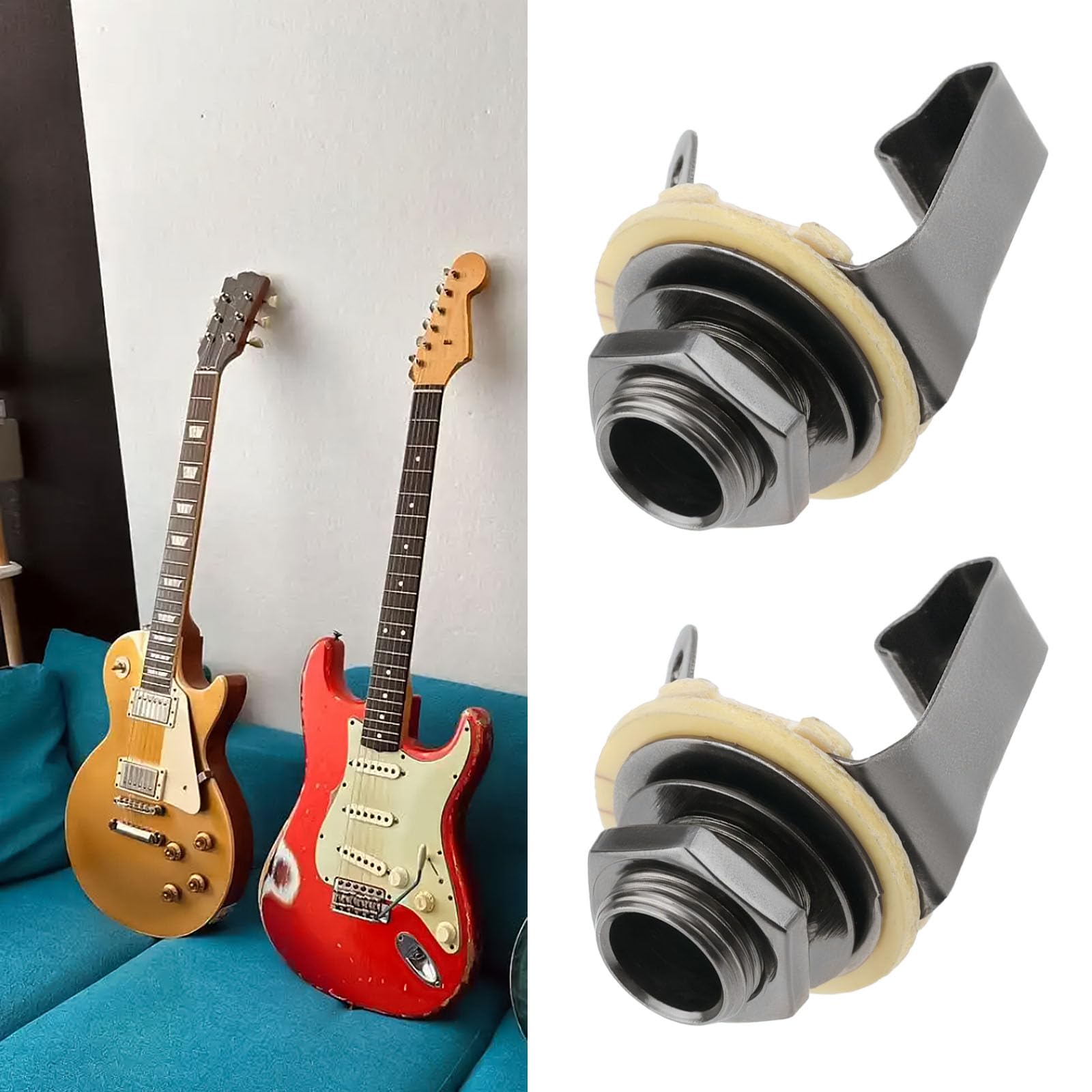 The Lord of the Tools 2Pcs Guitar Input Jack 6.5mm Jack Mono Panel Mount Receptacle 1/4 Inch Female Guitar Input Jack for Guitar