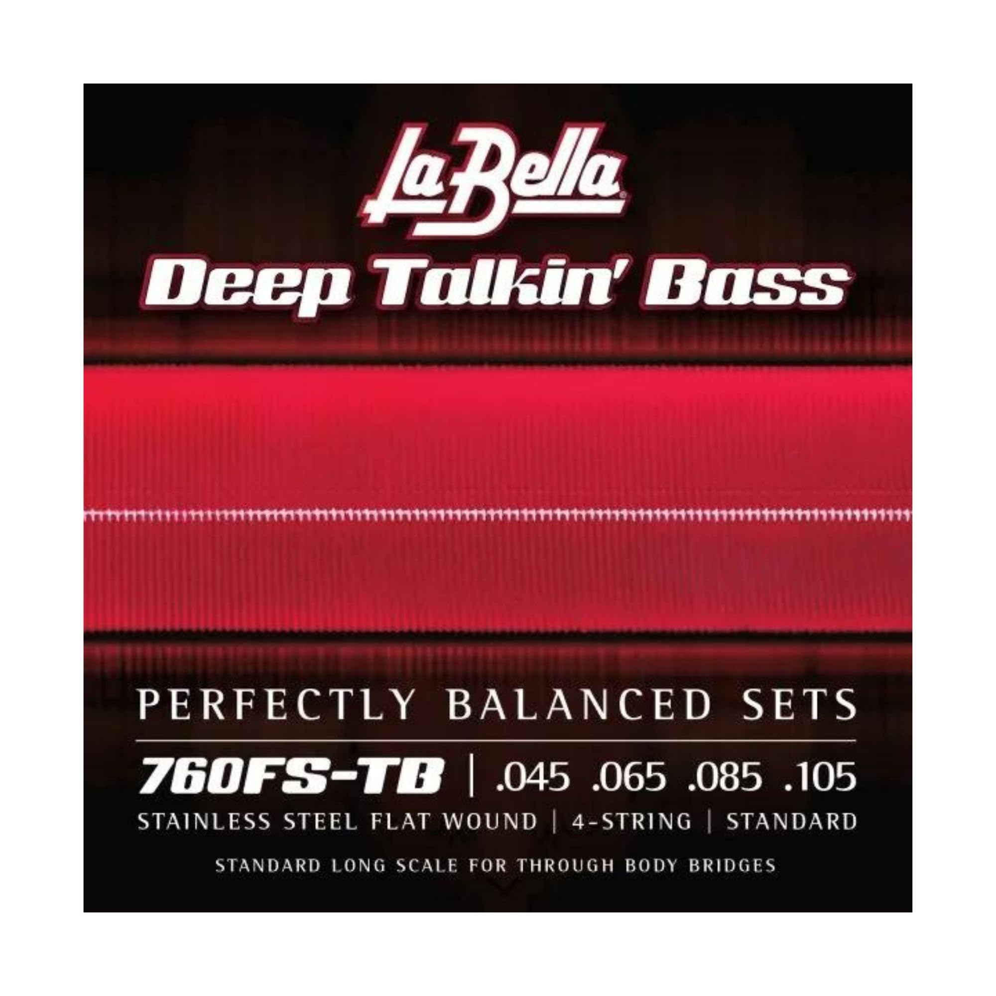 La Bella 760FS-TB Deep Talkin' Bass Stainless Steel Flat Wound- Standard Long Scale Through Body Bass Guitar String 45-105