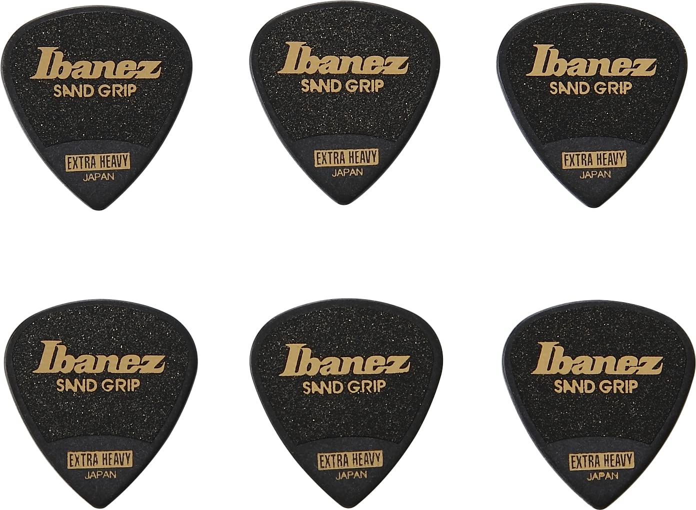 Ibanez PPA16XSG Wizard Series, Sand Grip Picks 6 Pack 1.2mm (PPA16XSGBK)