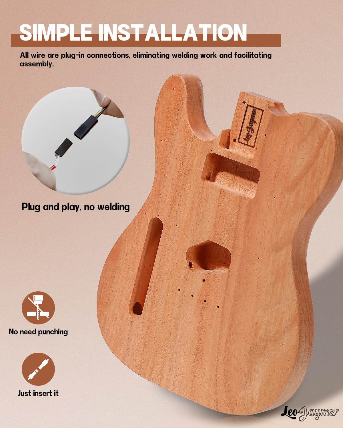 Leo Jaymz DIY TL Lefthand Style Electric Guitar Kits with Mahogany Body and Maple Neck - Maple Fingerboard and All Components In