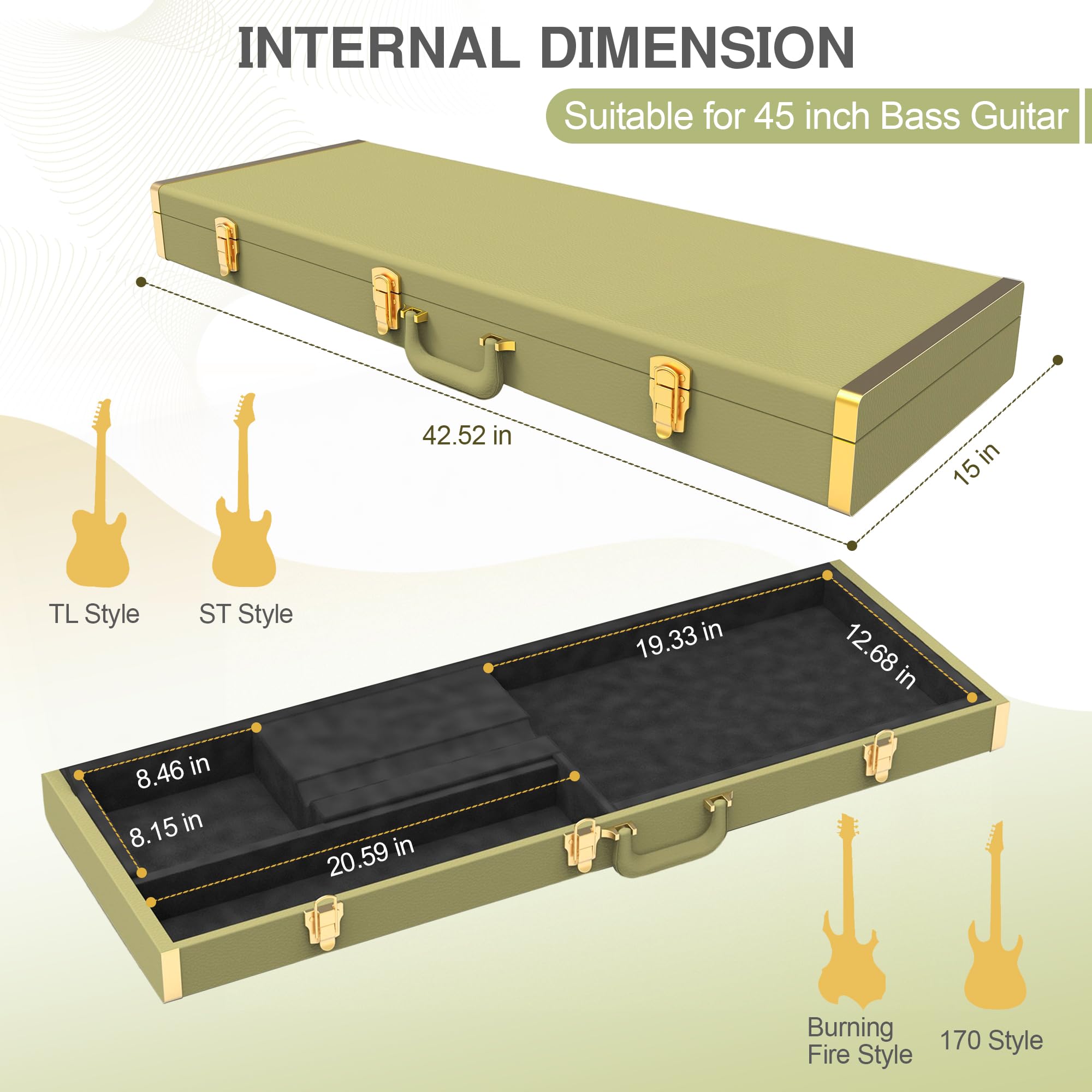 Electric Guitar Hard Case Shell Case With Lock For Square Electric Guitar 39in Electric Guitars Hard-Shell Protective Carrying C