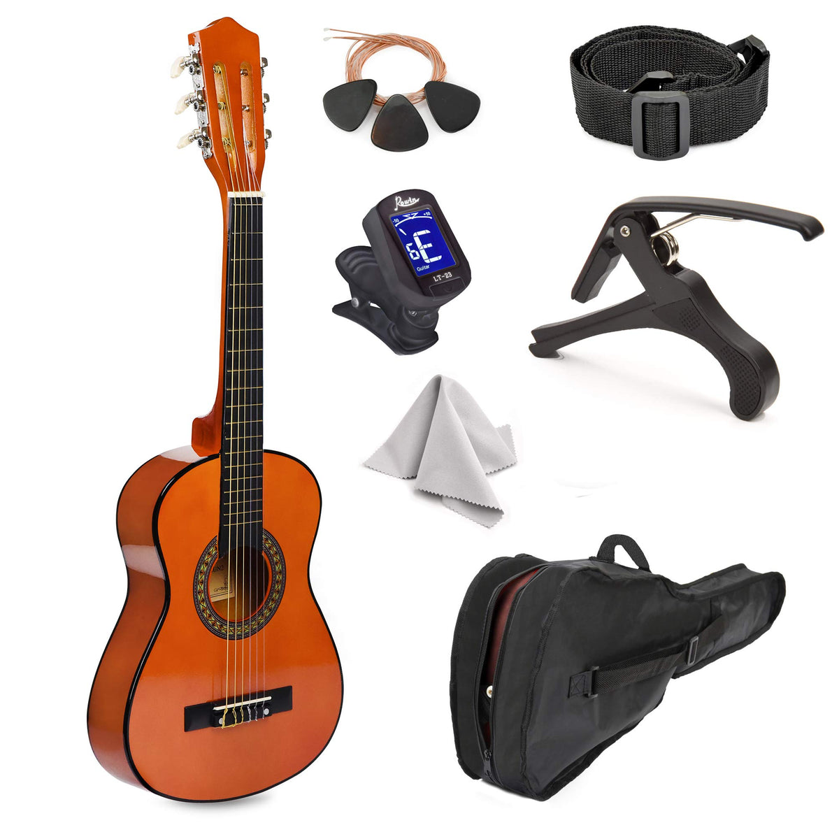 30'' Wood Guitar With Case And Accessories For Kids/Girls/Boys/Beginners (Mahogany)